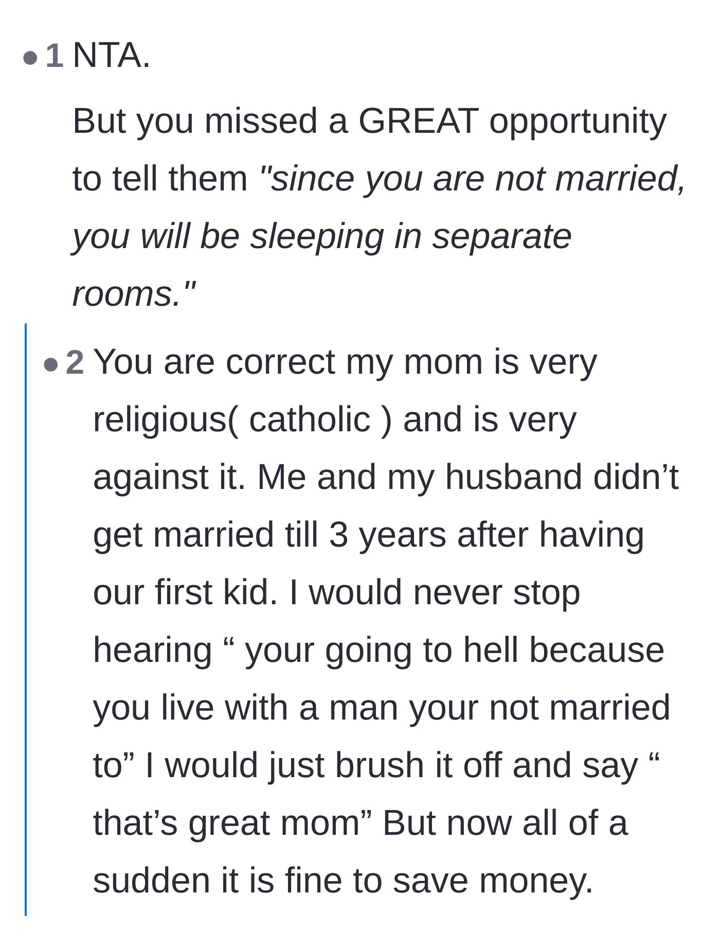 Comment thread 3 - Uncovering the mother's religious hypocrisy and a potential $300,000 romance scam with the fiancé.