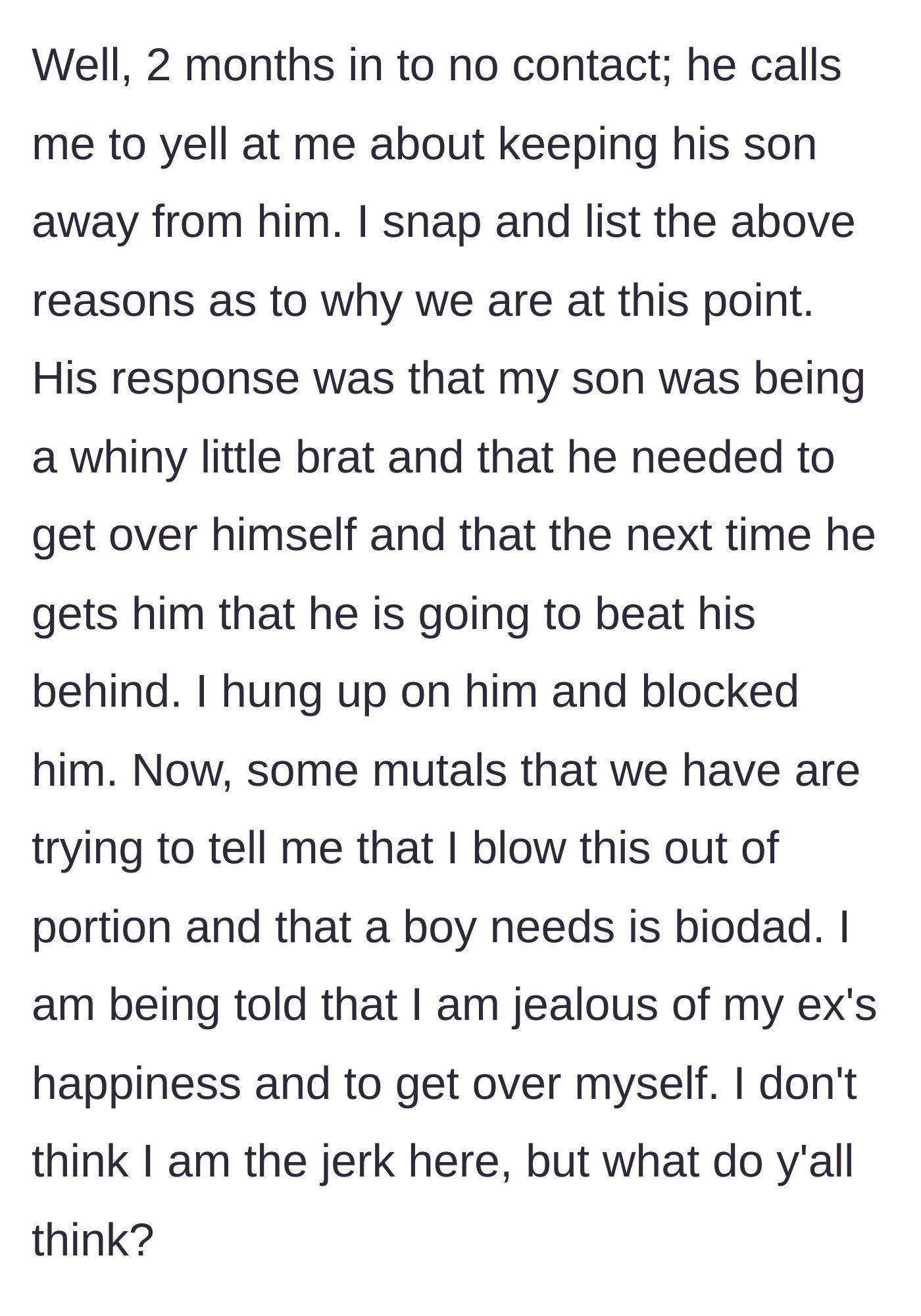 Story part 10 - The father angrily calls to threaten the boy, prompting the mother to hang up while mutual friends criticize her actions.