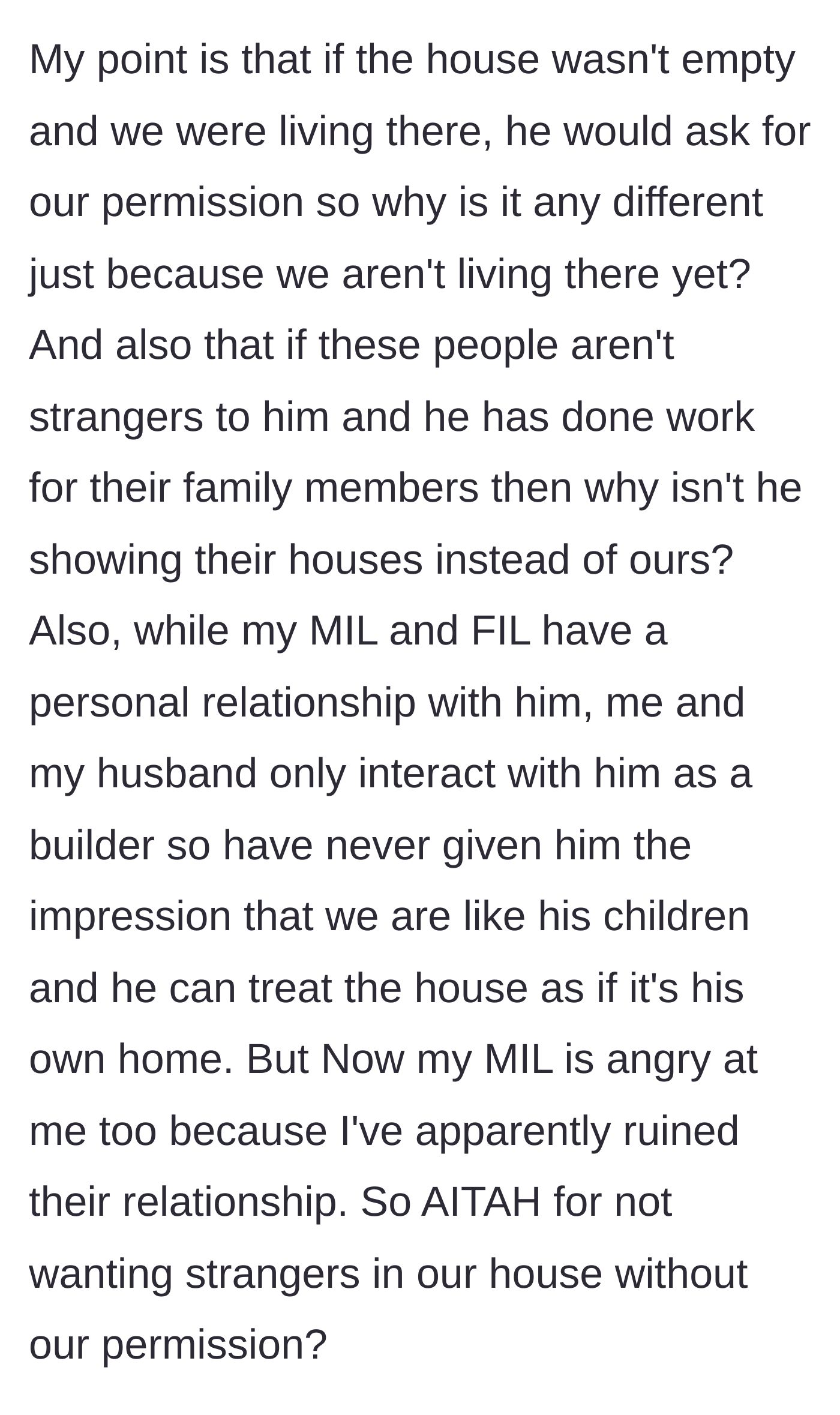 Story part 8 - The homeowner points out the hypocrisy in the builder's excuses while her mother-in-law blames her for ruining a family friendship.