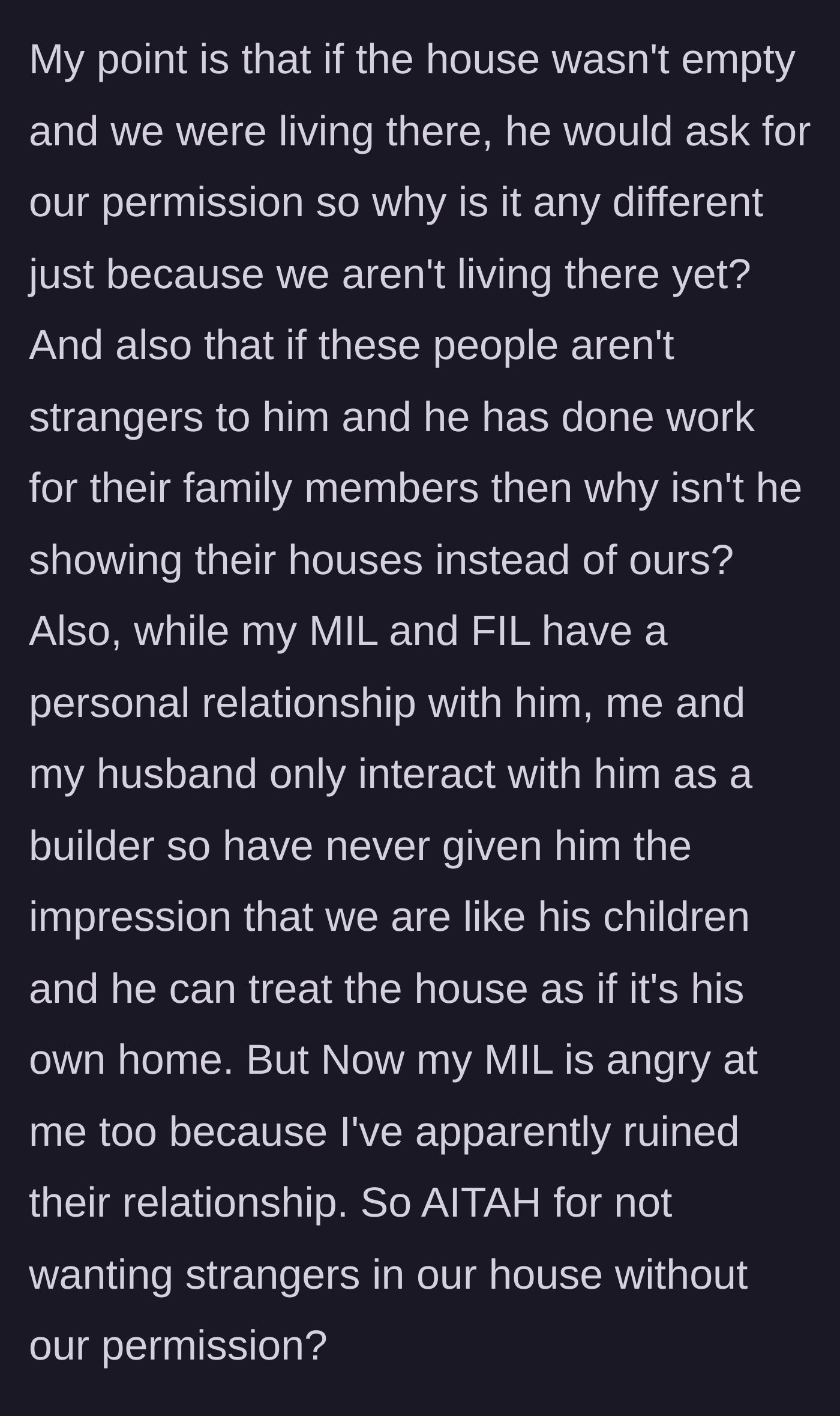 Story part 8 - The homeowner points out the hypocrisy in the builder's excuses while her mother-in-law blames her for ruining a family friendship.