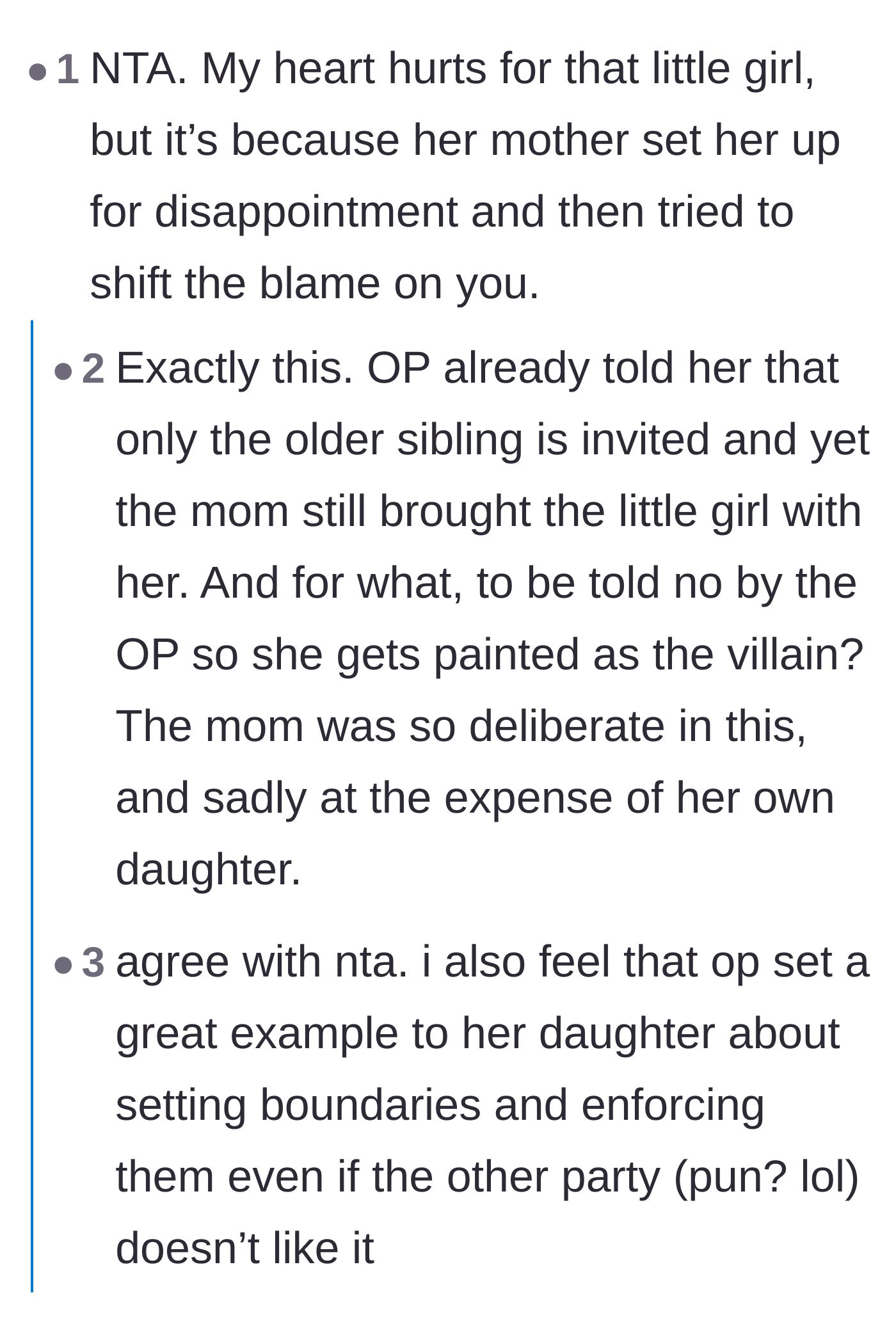 Comment thread 3 - Commenters express deep sympathy for the five-year-old who was set up for rejection by her own mother.
