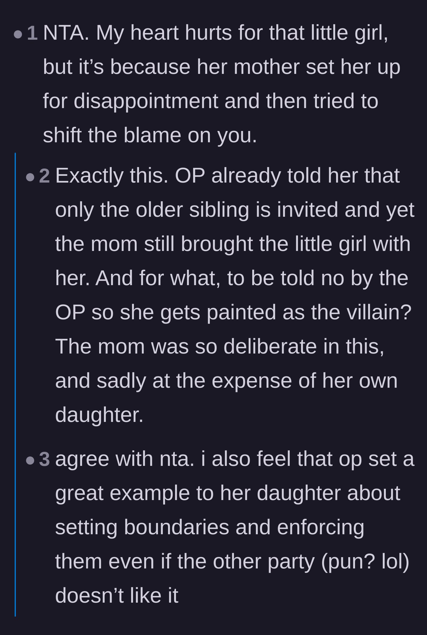 Comment thread 3 - Commenters express deep sympathy for the five-year-old who was set up for rejection by her own mother.