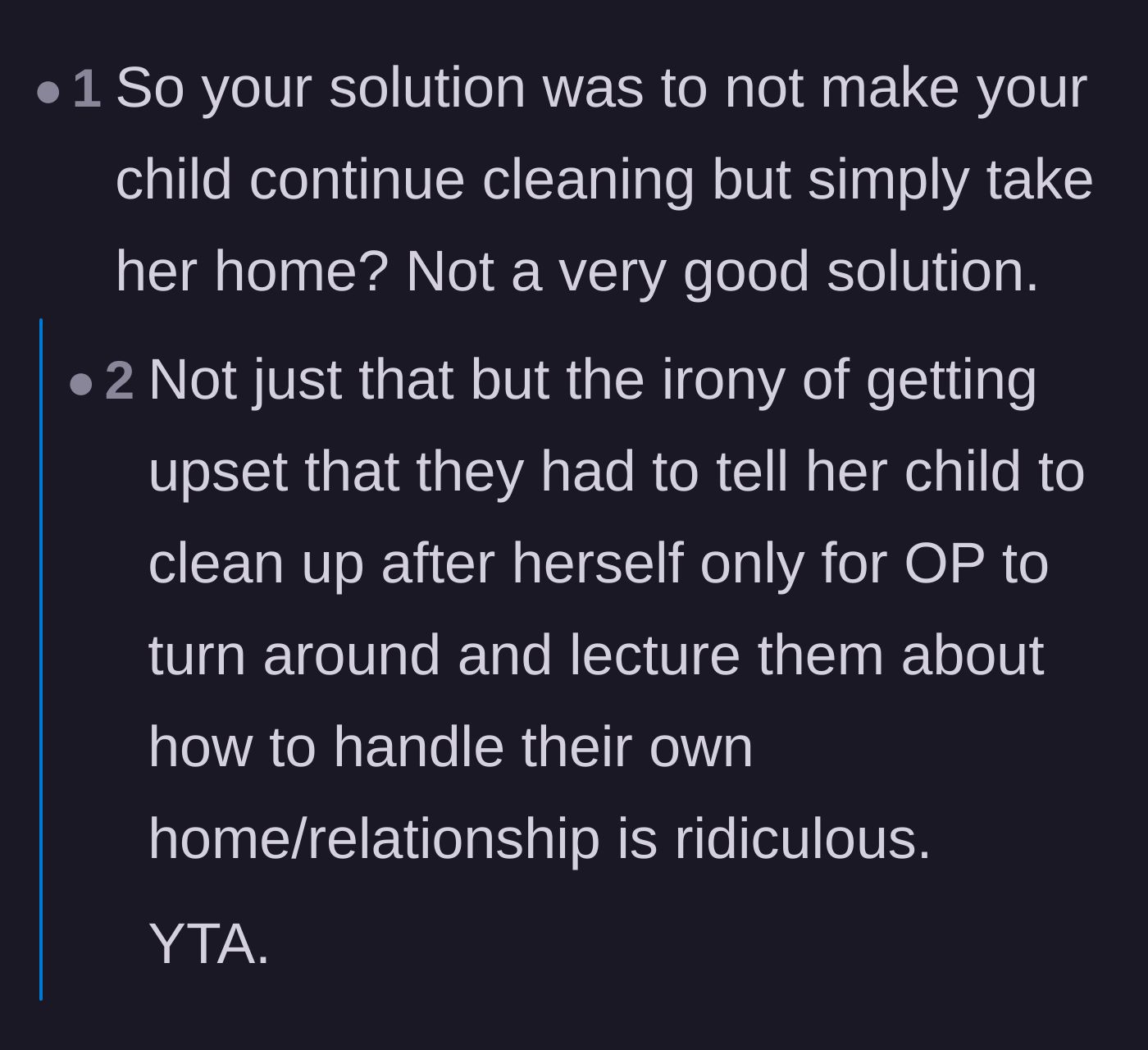 Comment thread 4 - Commenter pointing out the irony of the mother lecturing the couple about their relationship rules.