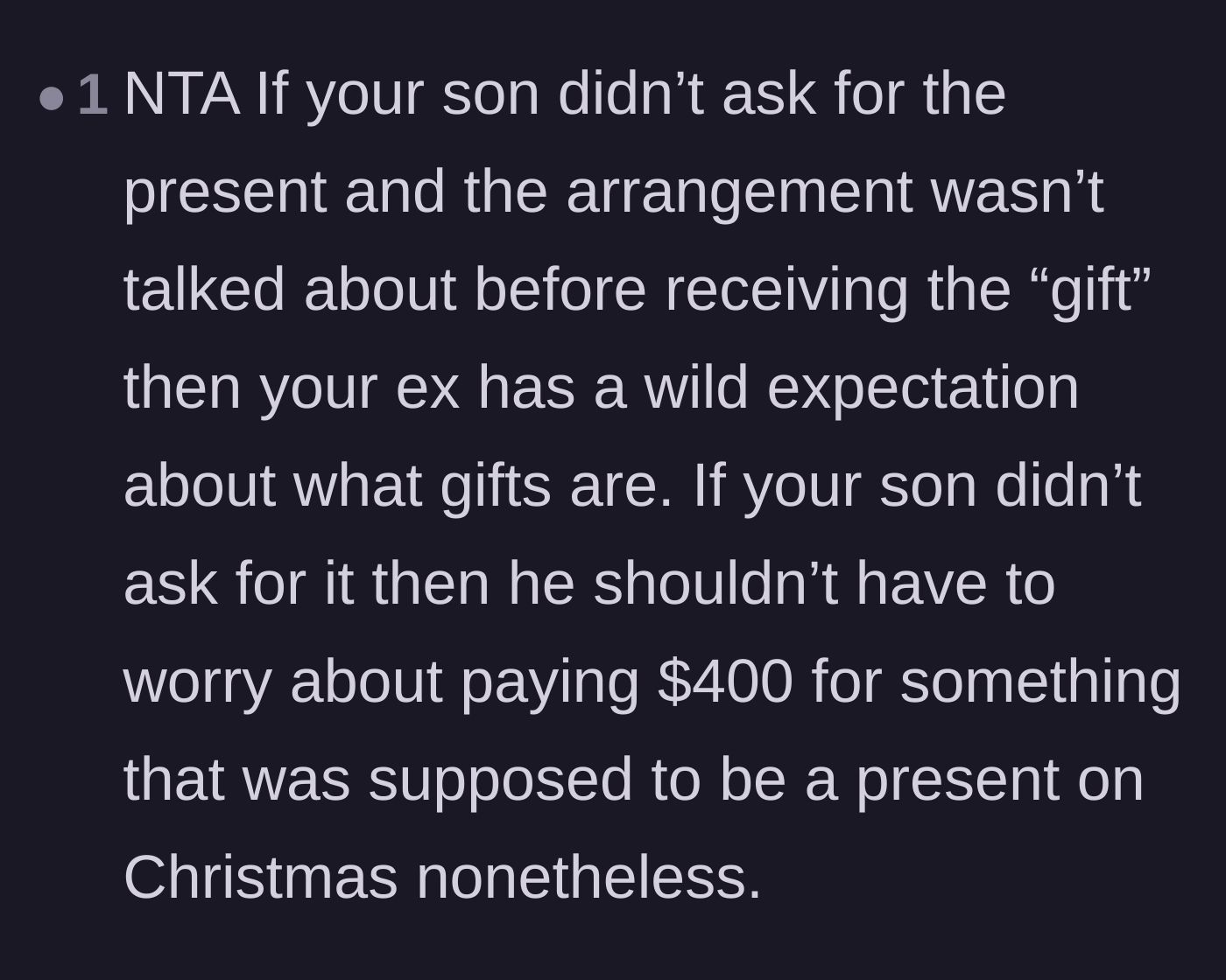 Comment thread 5 - A breakdown of why surprise arrangements on unrequested items completely violate the social contract of gift-giving.