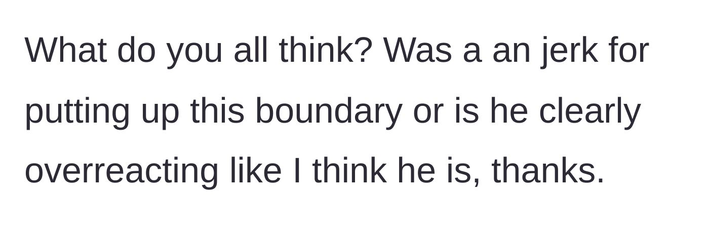 Story part 4 - The mother questions if she was wrong to set a boundary or if her ex-partner was overreacting.