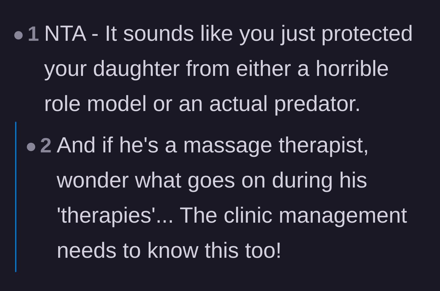 Comment thread 3 - A discussion validating the mother's protective instincts and questioning the boyfriend's professional boundaries.