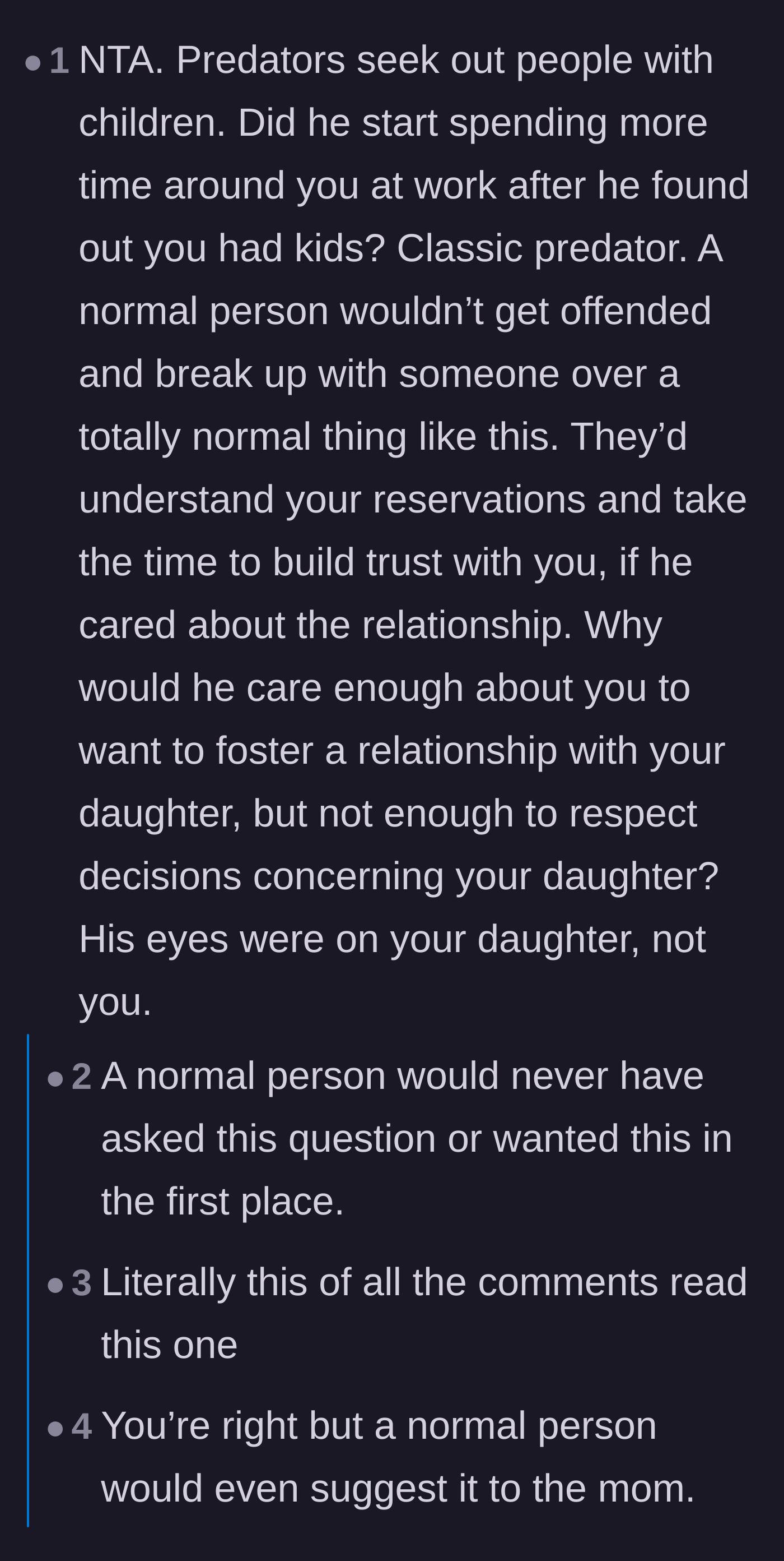 Comment thread 4 - Commenters contrasting how a respectful partner would react to boundaries versus the boyfriend's deeply suspicious tantrum.