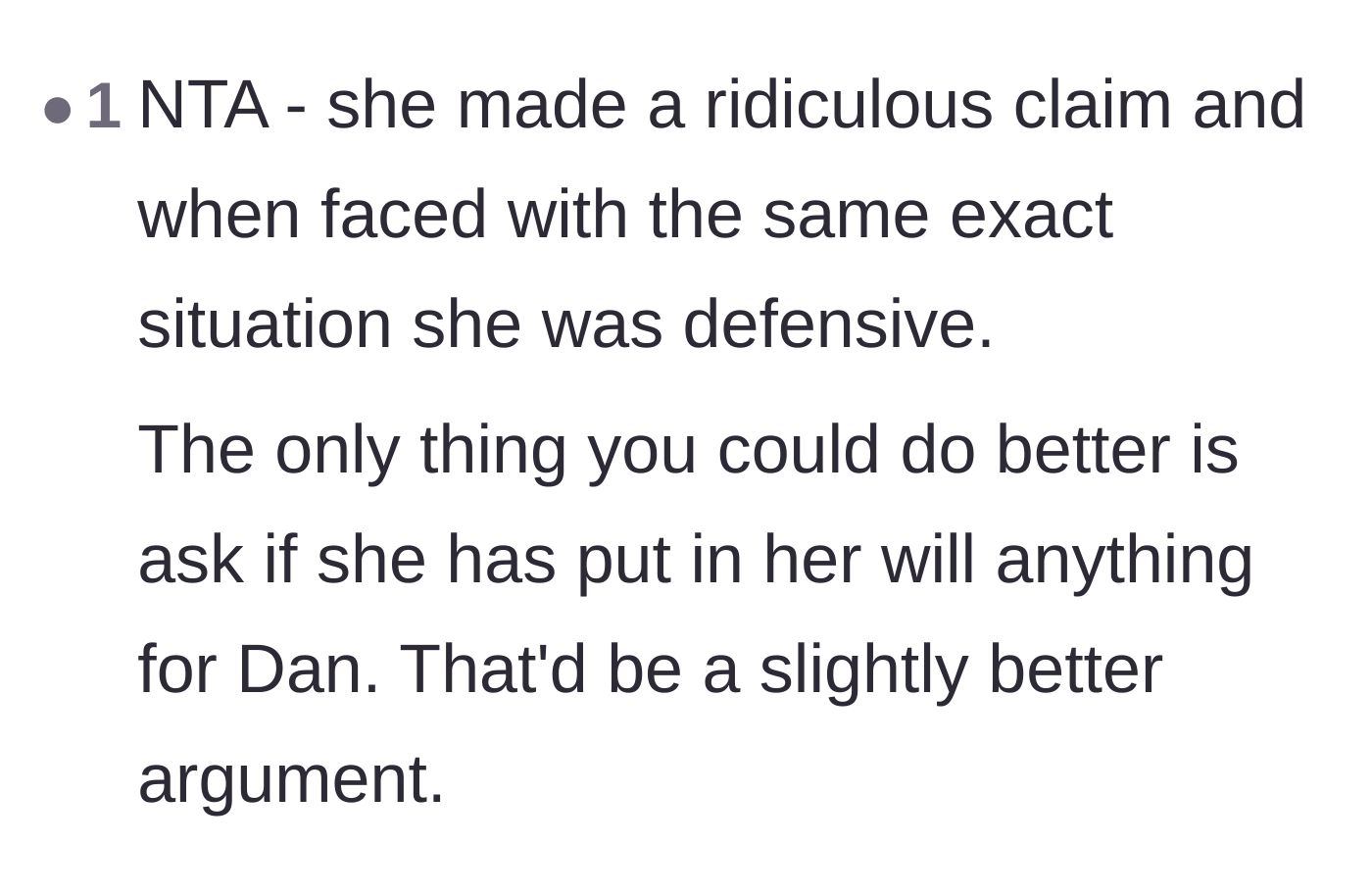 Comment thread 4 - Suggesting an even better logical trap regarding the ex-stepmother's own will.