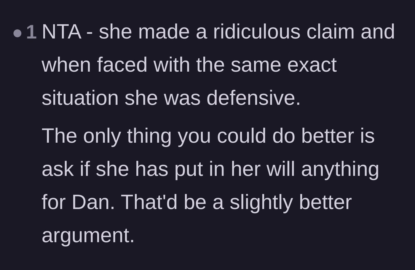 Comment thread 4 - Suggesting an even better logical trap regarding the ex-stepmother's own will.