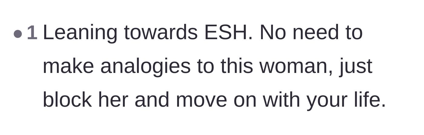 Comment thread 5 - Advice suggesting the main character should have just walked away instead of engaging.