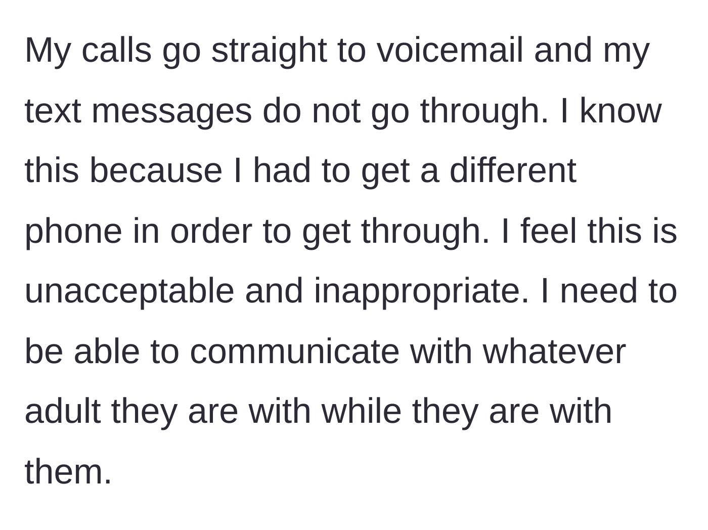 Story part 4 - Mother confirms she is deliberately blocked by testing with a different phone, declaring the situation unacceptable.