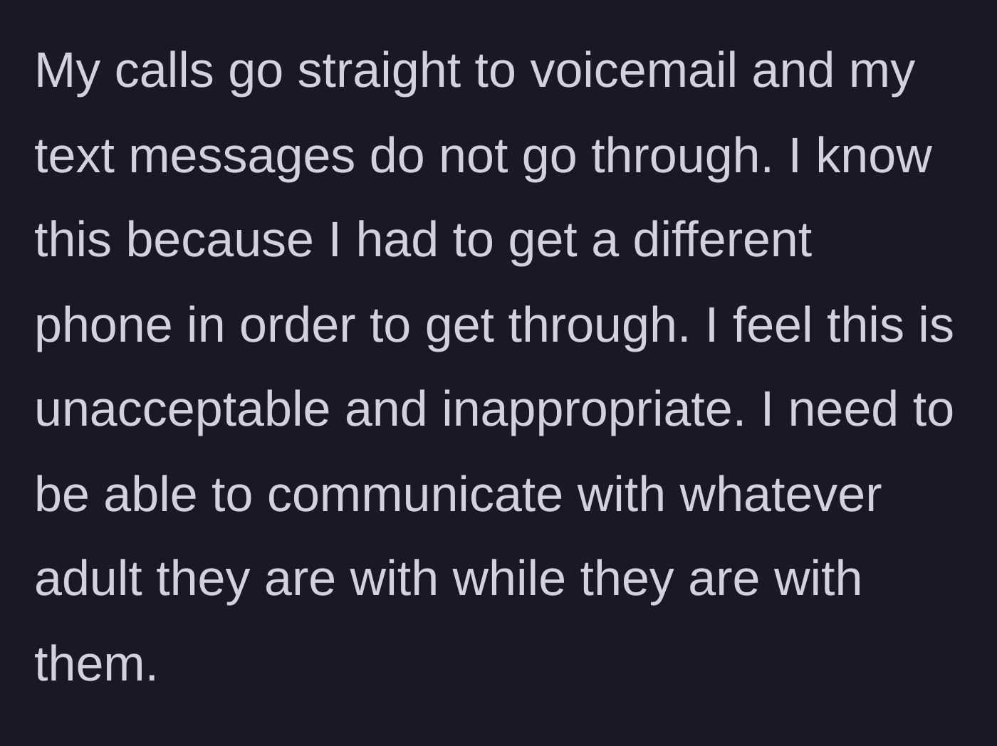 Story part 4 - Mother confirms she is deliberately blocked by testing with a different phone, declaring the situation unacceptable.