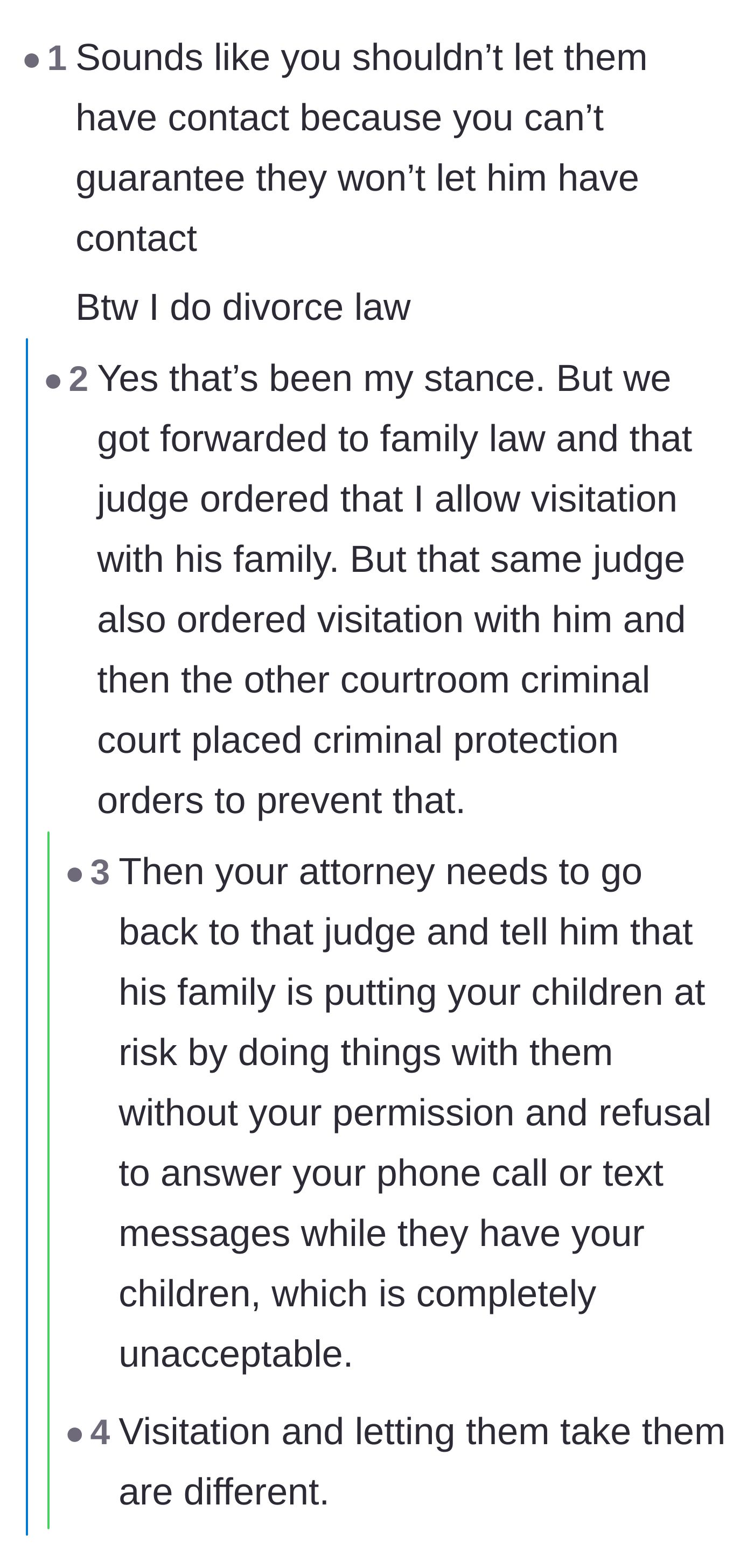 Comment thread 1 - Readers and legal professionals urge the mother to take her evidence back to court to revise the visitation order.