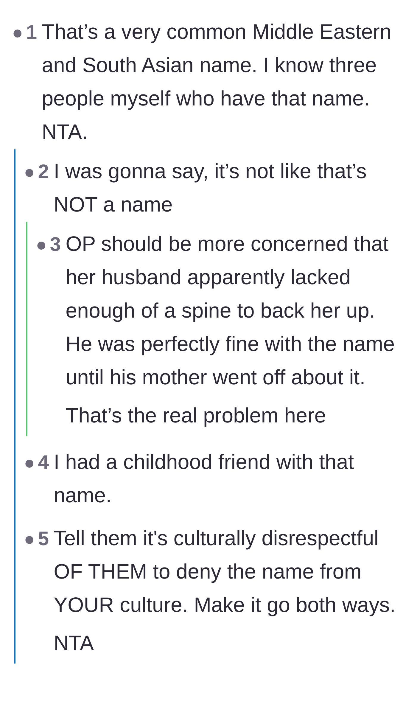 Comment thread 1 - Readers point out that the name is incredibly common and criticize the 40-year-old husband's spineless behavior.