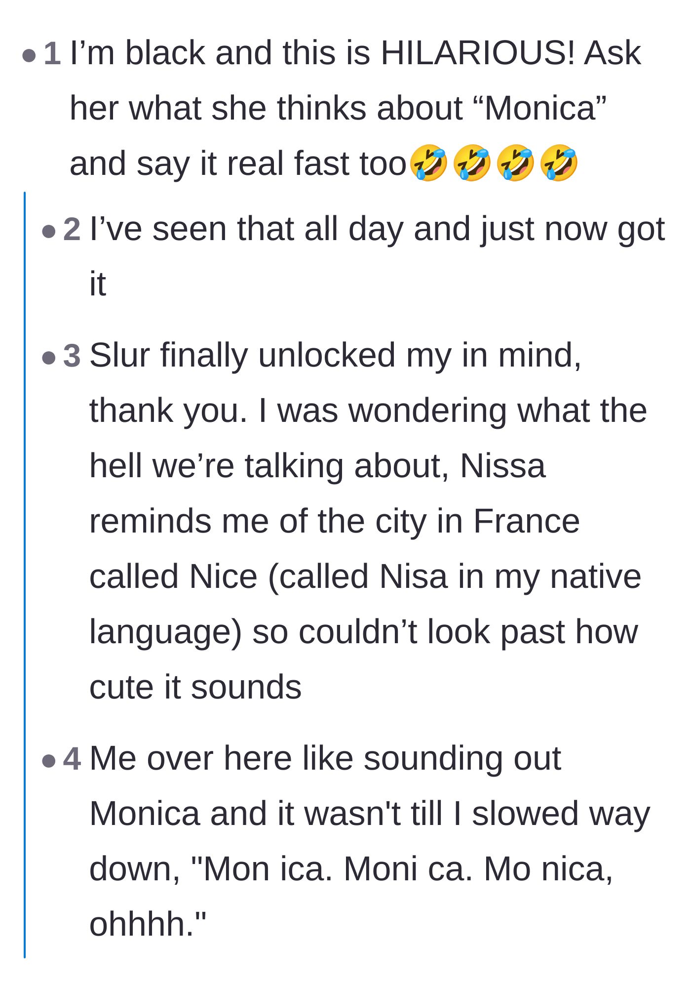 Comment thread 3 - Readers mock the mother-in-law's massive reach in trying to connect the innocent name to a racial slur.