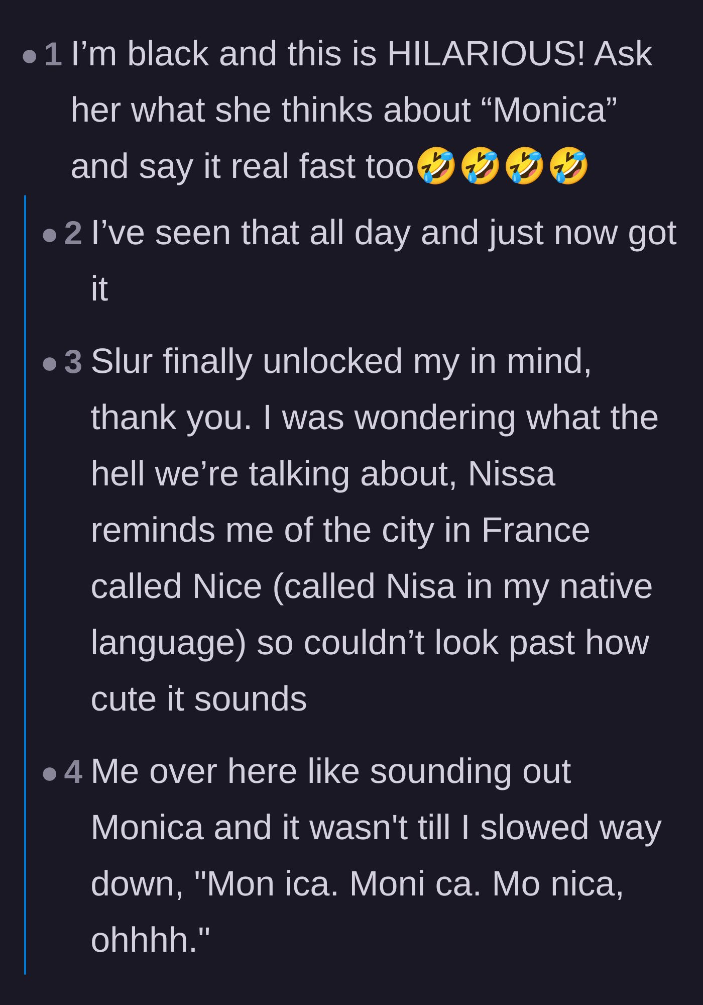 Comment thread 3 - Readers mock the mother-in-law's massive reach in trying to connect the innocent name to a racial slur.