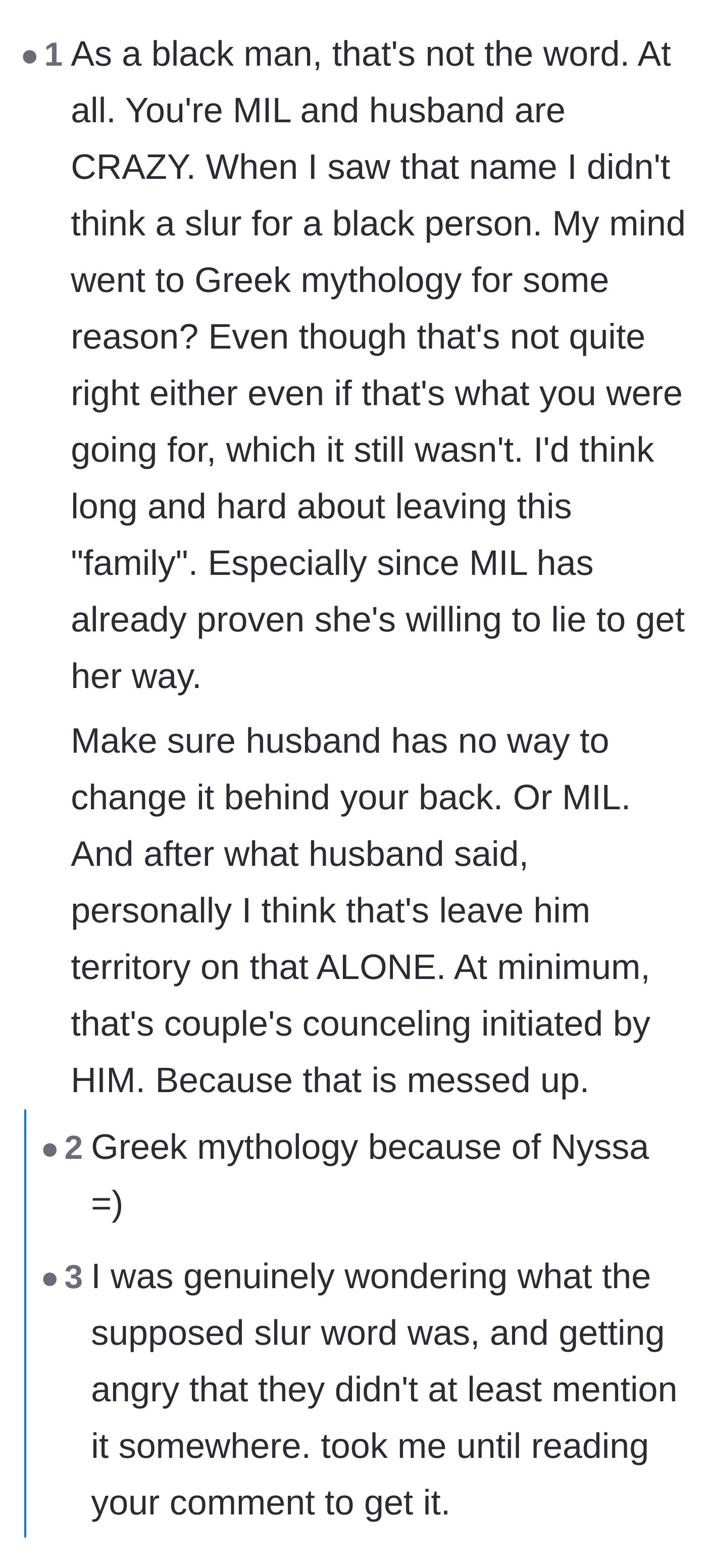 Comment thread 6 - A Black man confirms the name isn't a slur and strongly advises the author to reconsider the entire marriage.