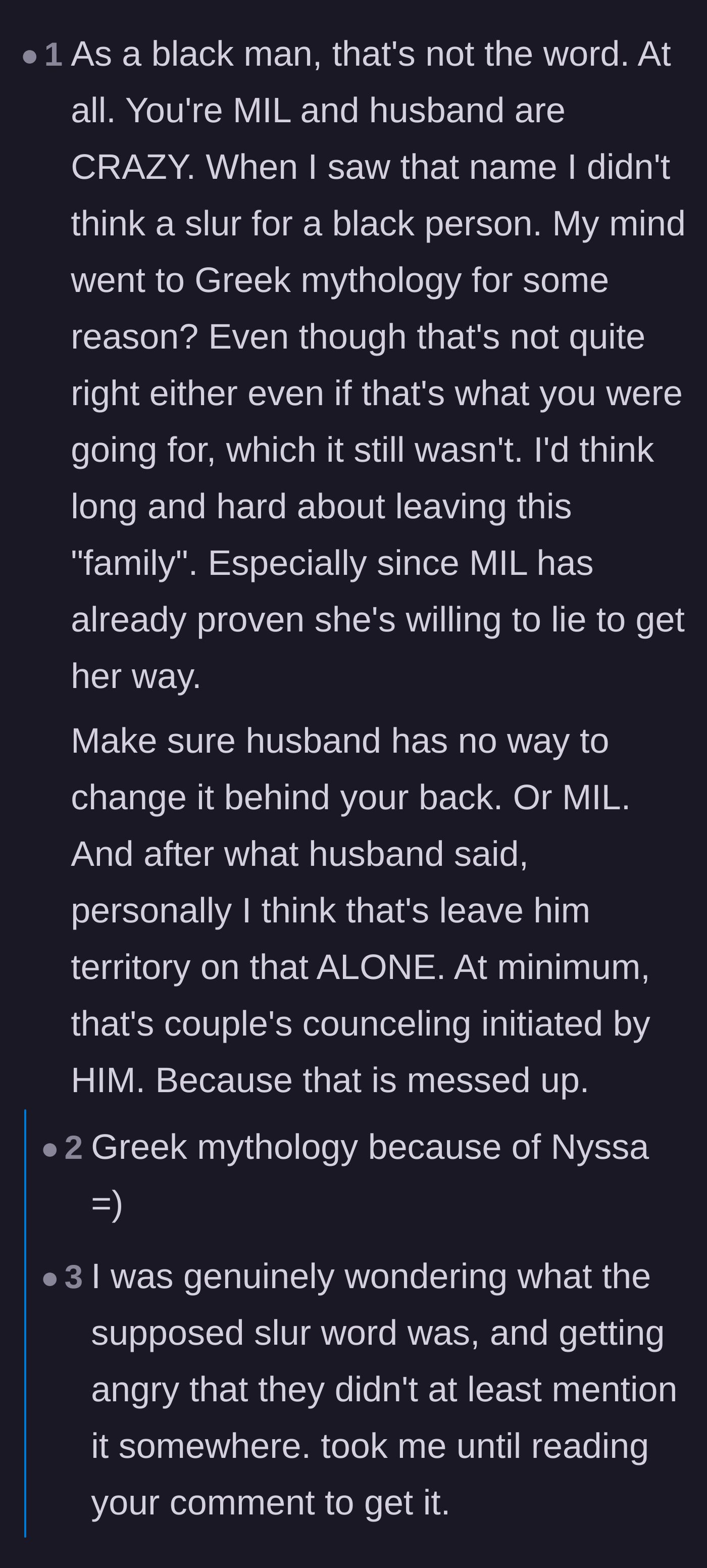 Comment thread 6 - A Black man confirms the name isn't a slur and strongly advises the author to reconsider the entire marriage.