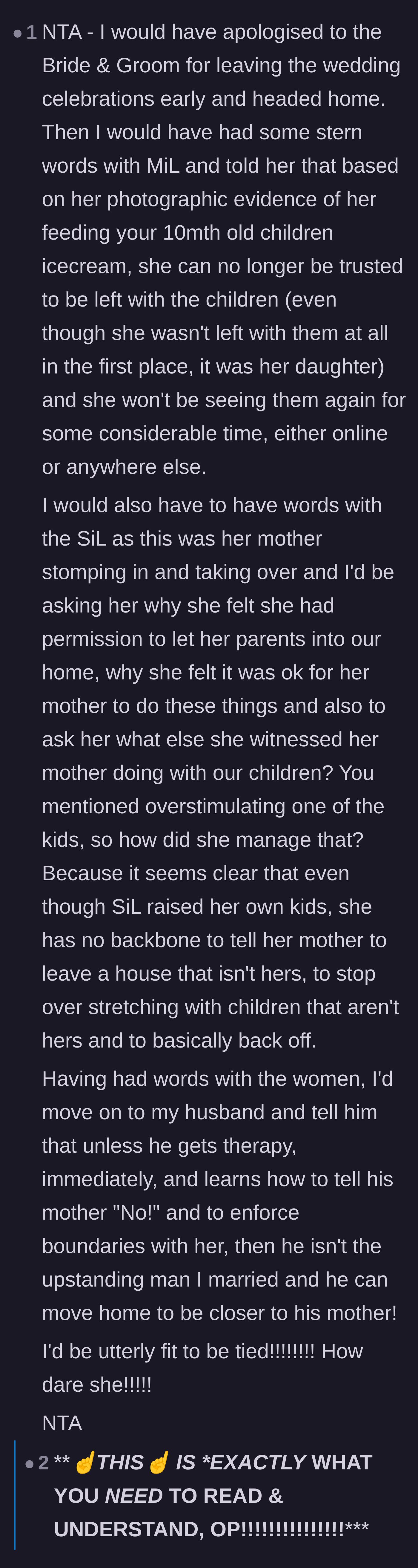 Comment thread 4 - A passionate breakdown of how to confront the mother-in-law, sister-in-law, and husband
