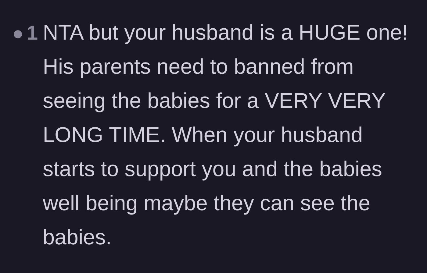Comment thread 5 - Criticizing the husband's lack of support and suggesting a ban on the in-laws