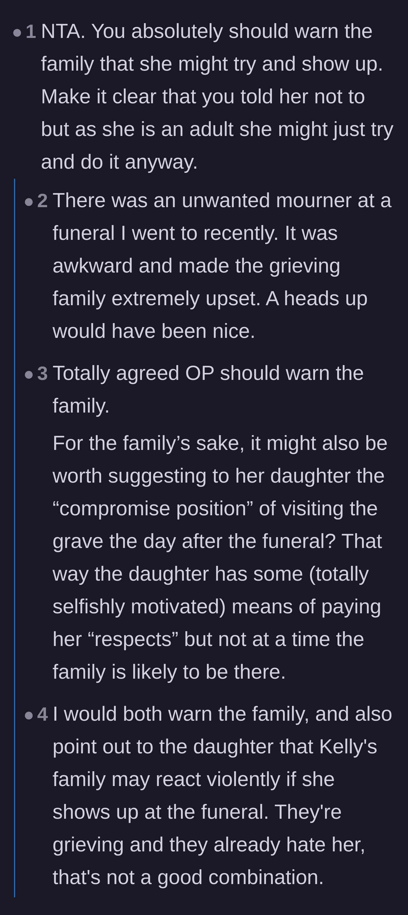 Comment thread 4 - People sharing personal stories of having to physically block unwanted mourners from attending funerals.