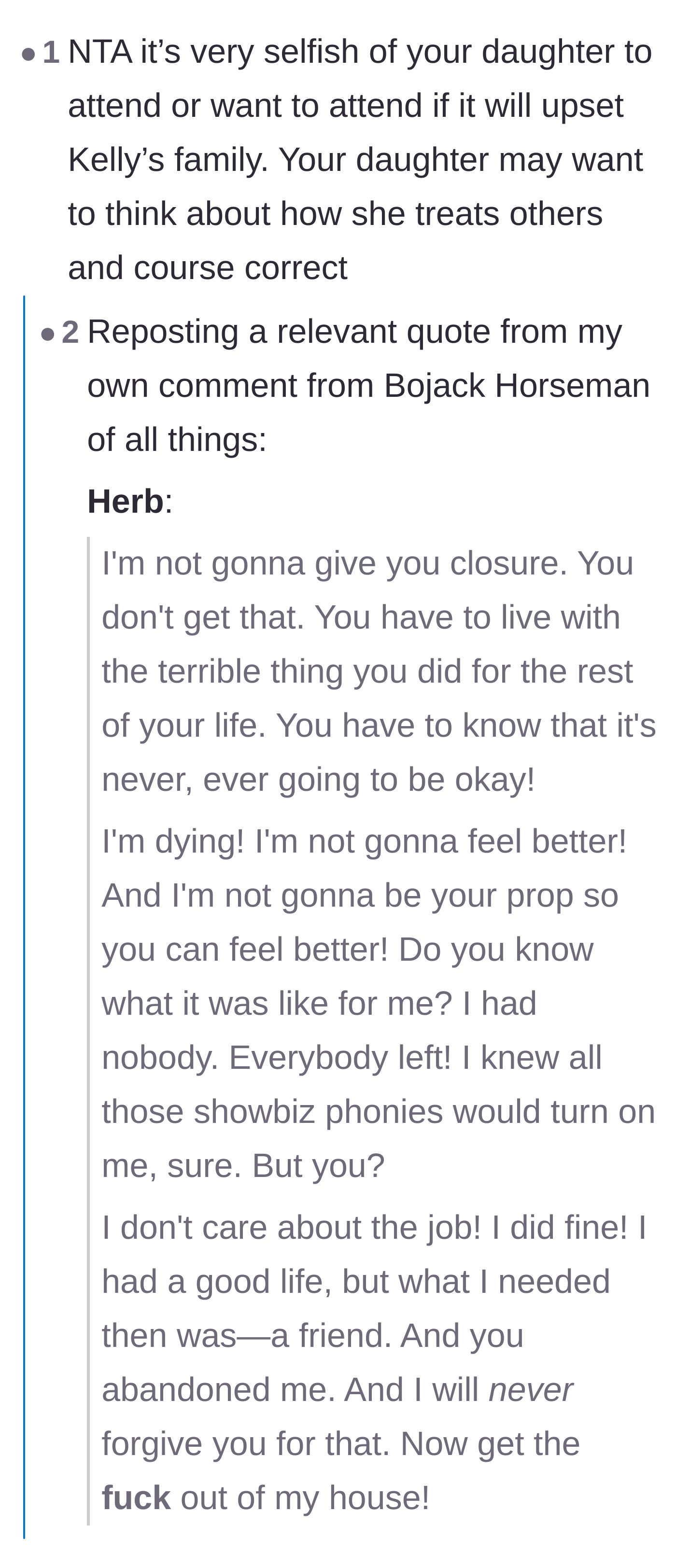 Comment thread 5 - A heartbreaking television quote about refusing to give closure to someone who deeply betrayed you.