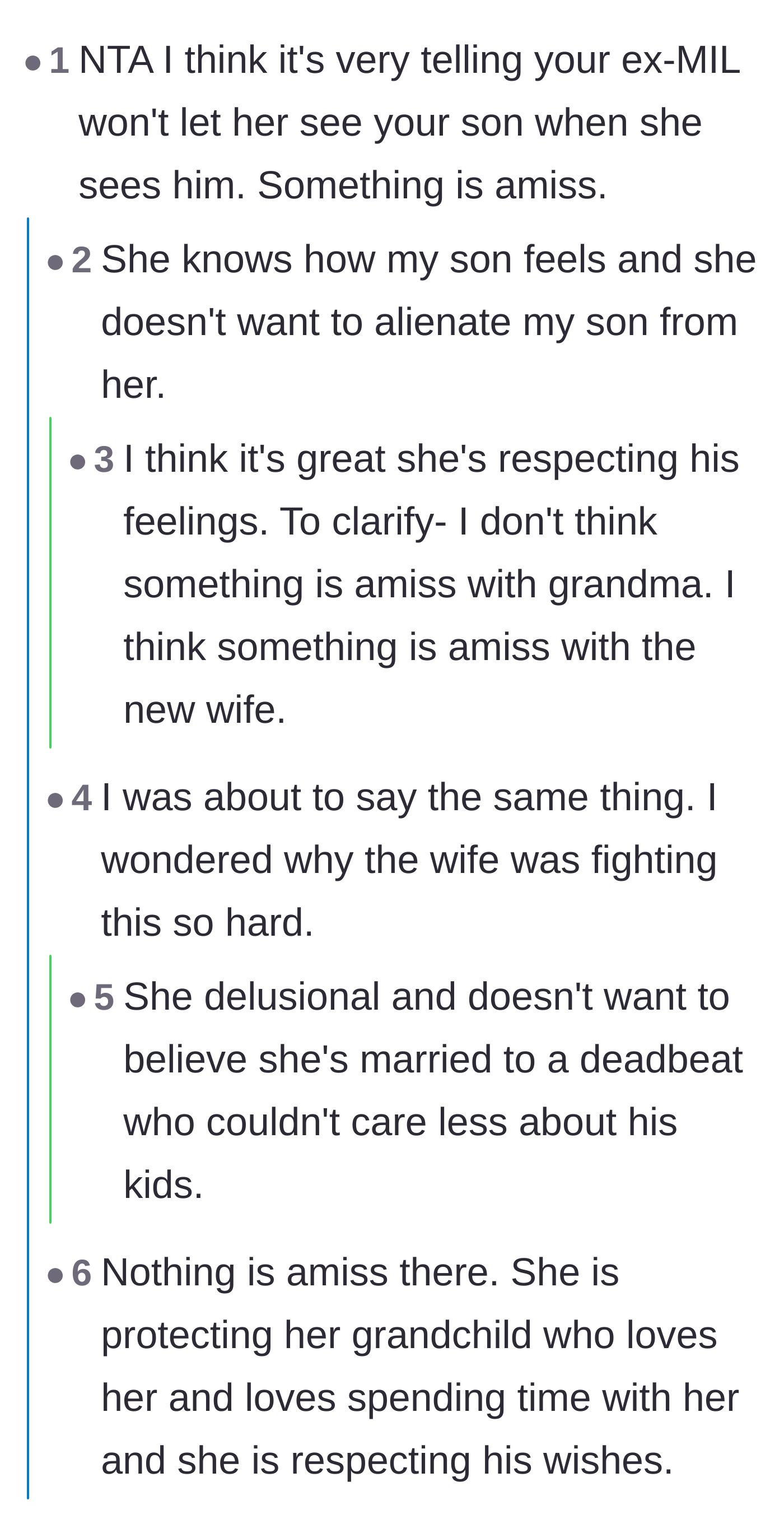 Comment thread 1 - Readers theorize why the boy's grandmother is shielding him from the stepmother, suspecting ulterior motives regarding free childcare.