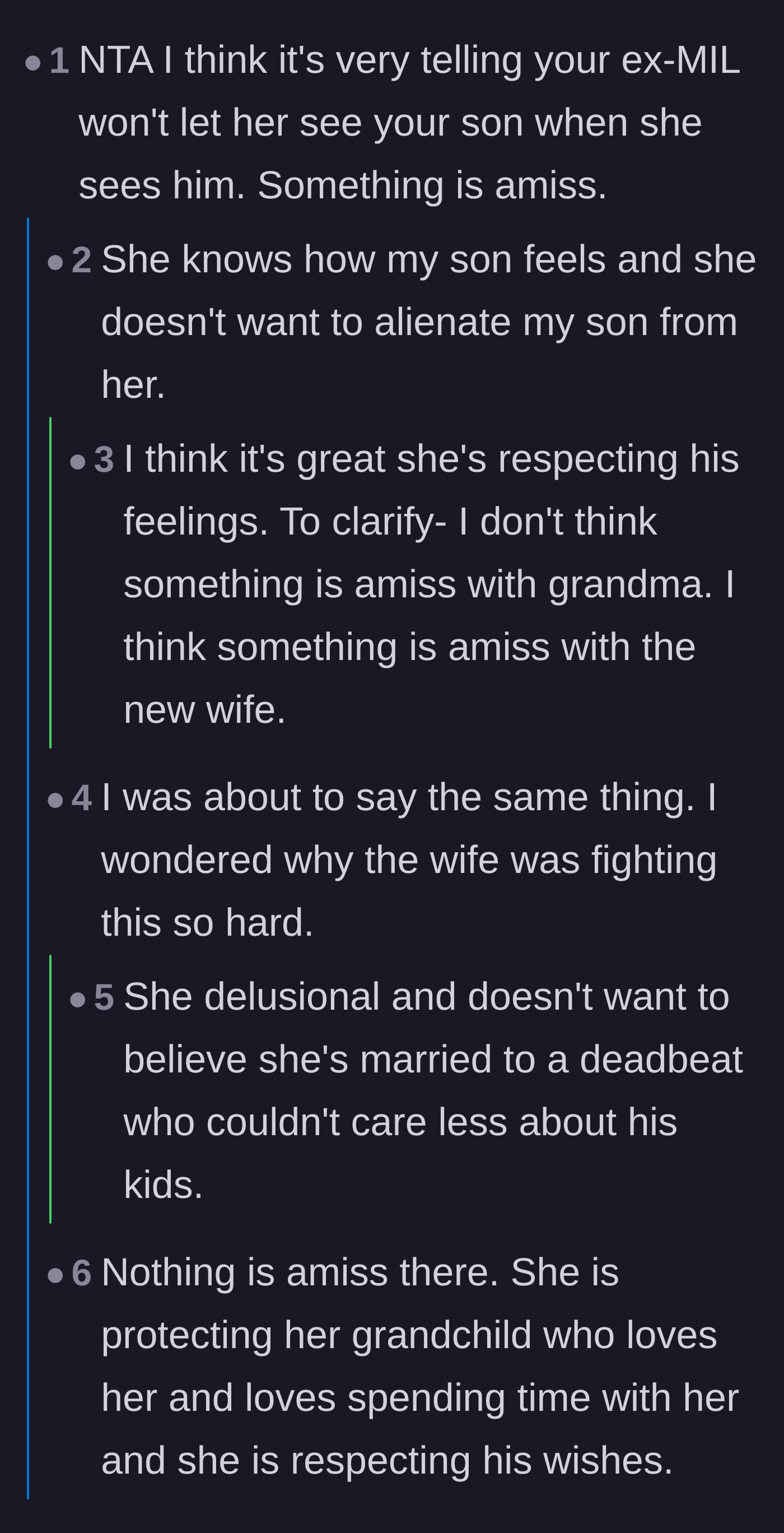 Comment thread 1 - Readers theorize why the boy's grandmother is shielding him from the stepmother, suspecting ulterior motives regarding free childcare.