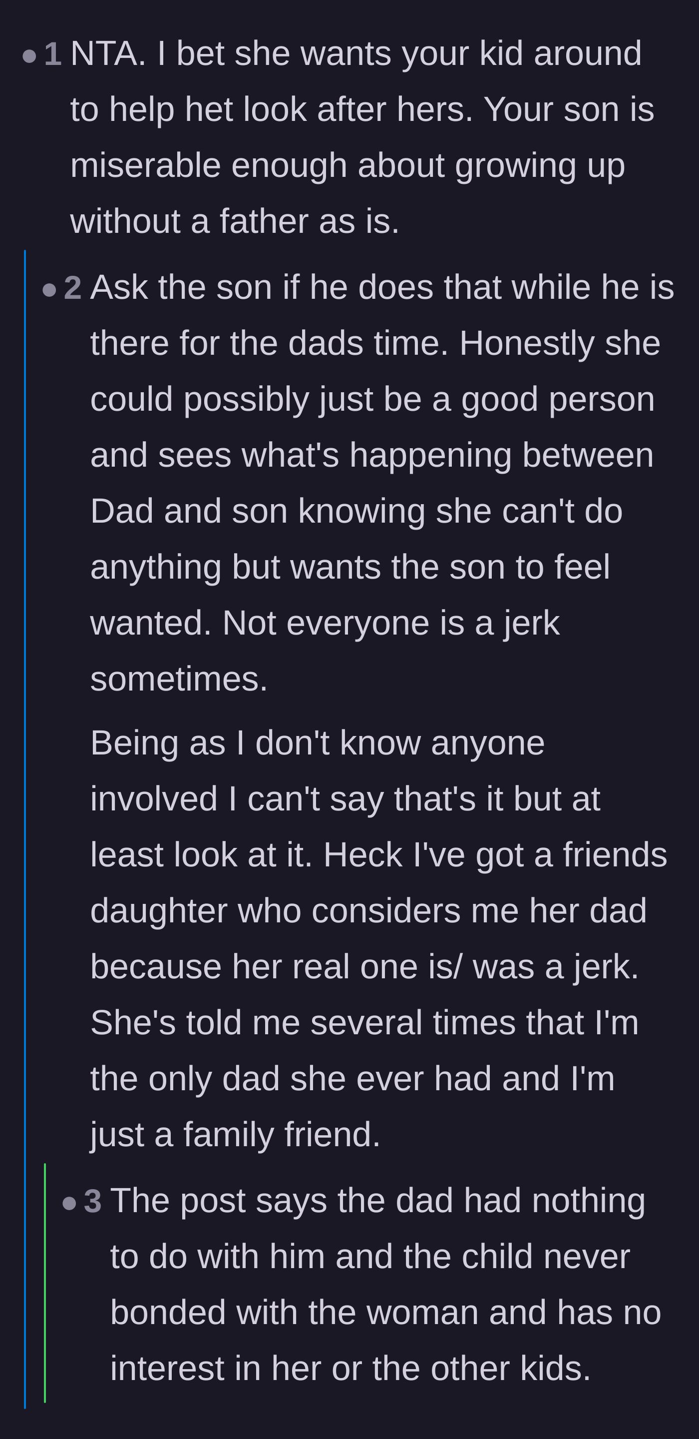 Comment thread 3 - Commenters weigh whether the stepmother's demands stem from a desire for free childcare or a misguided, desperate attempt to create a happy family illusion.