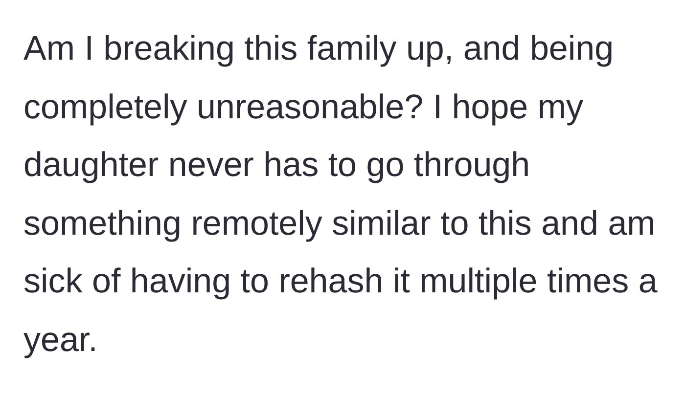 Story part 10 - The wife questions if she is breaking the family up