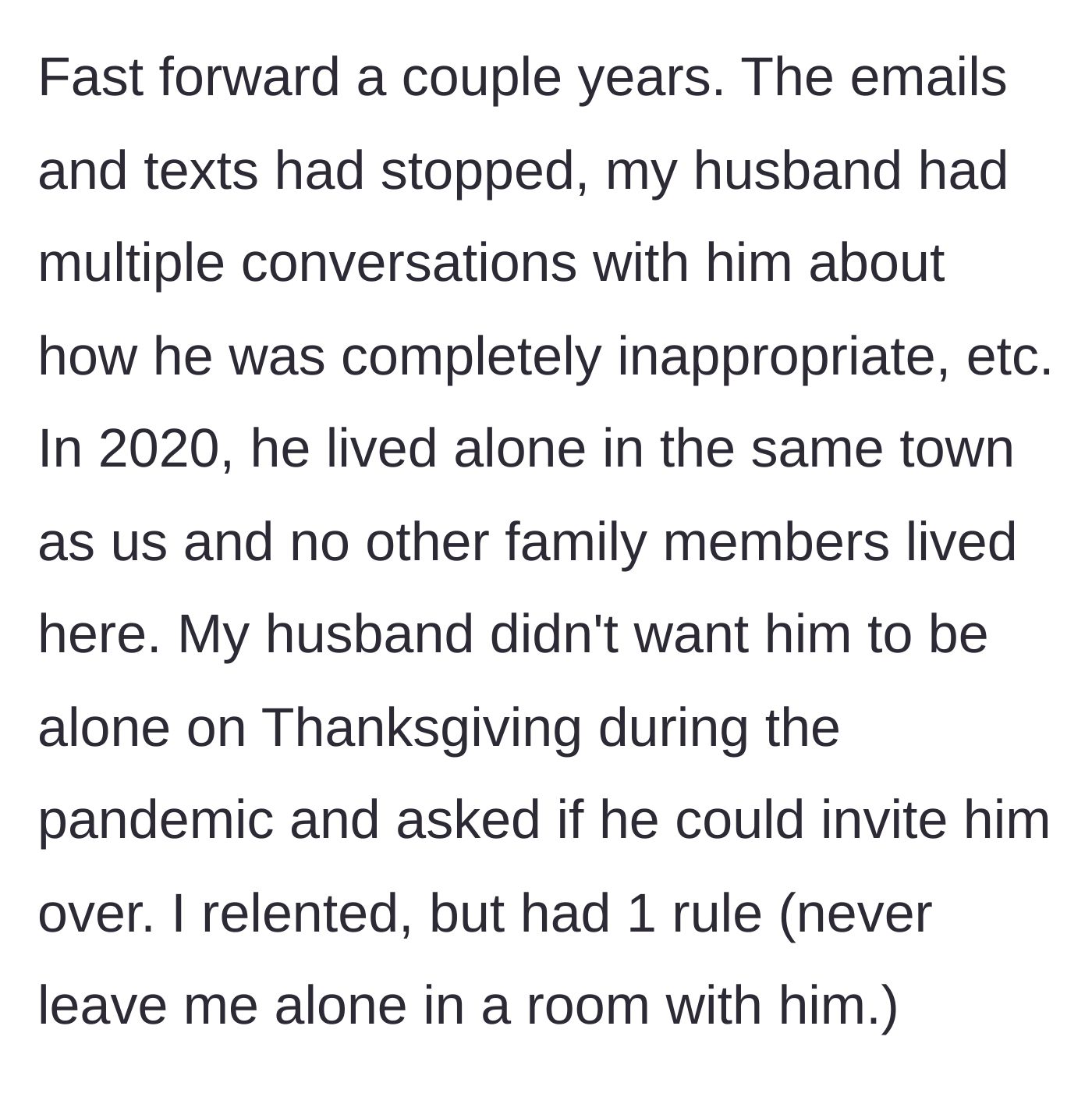 Story part 2 - The 2020 pandemic Thanksgiving invitation and the one rule