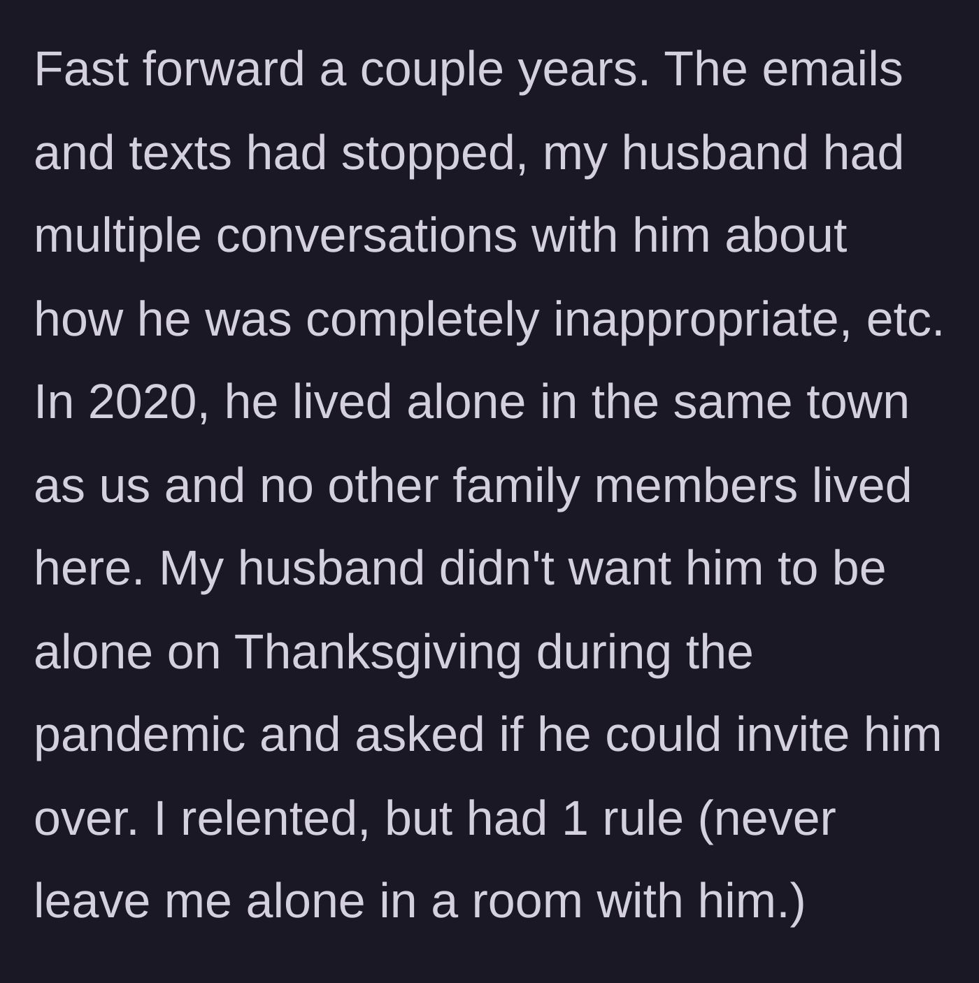Story part 2 - The 2020 pandemic Thanksgiving invitation and the one rule