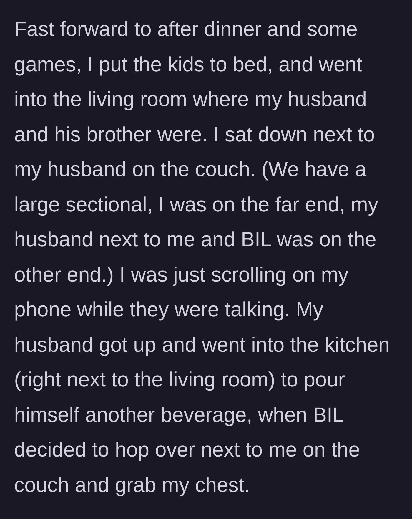 Story part 3 - The traumatic living room couch assault