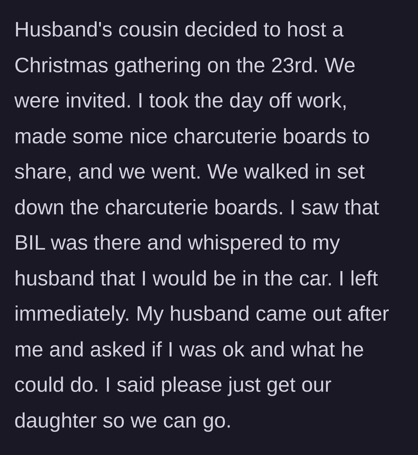 Story part 8 - The Christmas party ambush and dropping the charcuterie boards
