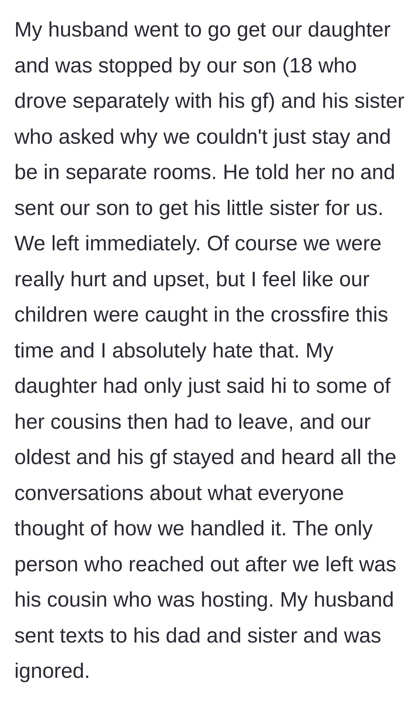 Story part 9 - The husband sends the kids to the car and they flee the party