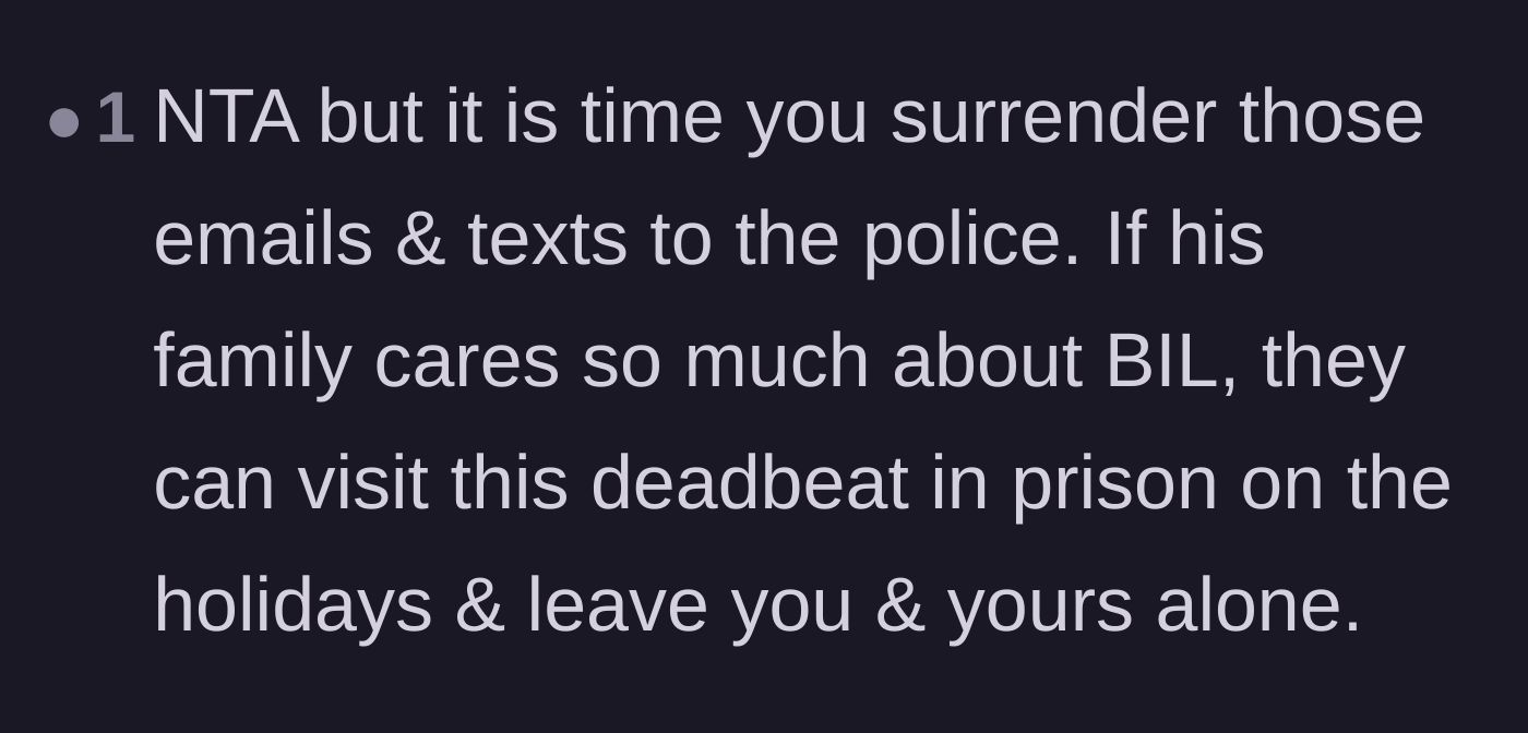 Comment thread 4 - A comment suggesting handing all evidence to the police so the family can visit the brother-in-law in prison