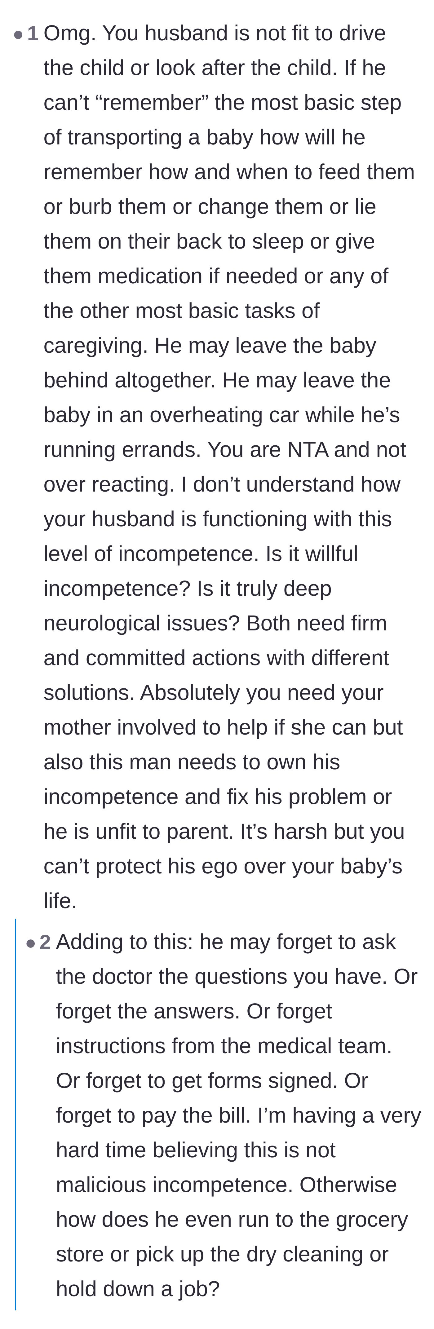 Comment thread 2 - Discussion differentiating between a genuine medical memory disorder and malicious incompetence.