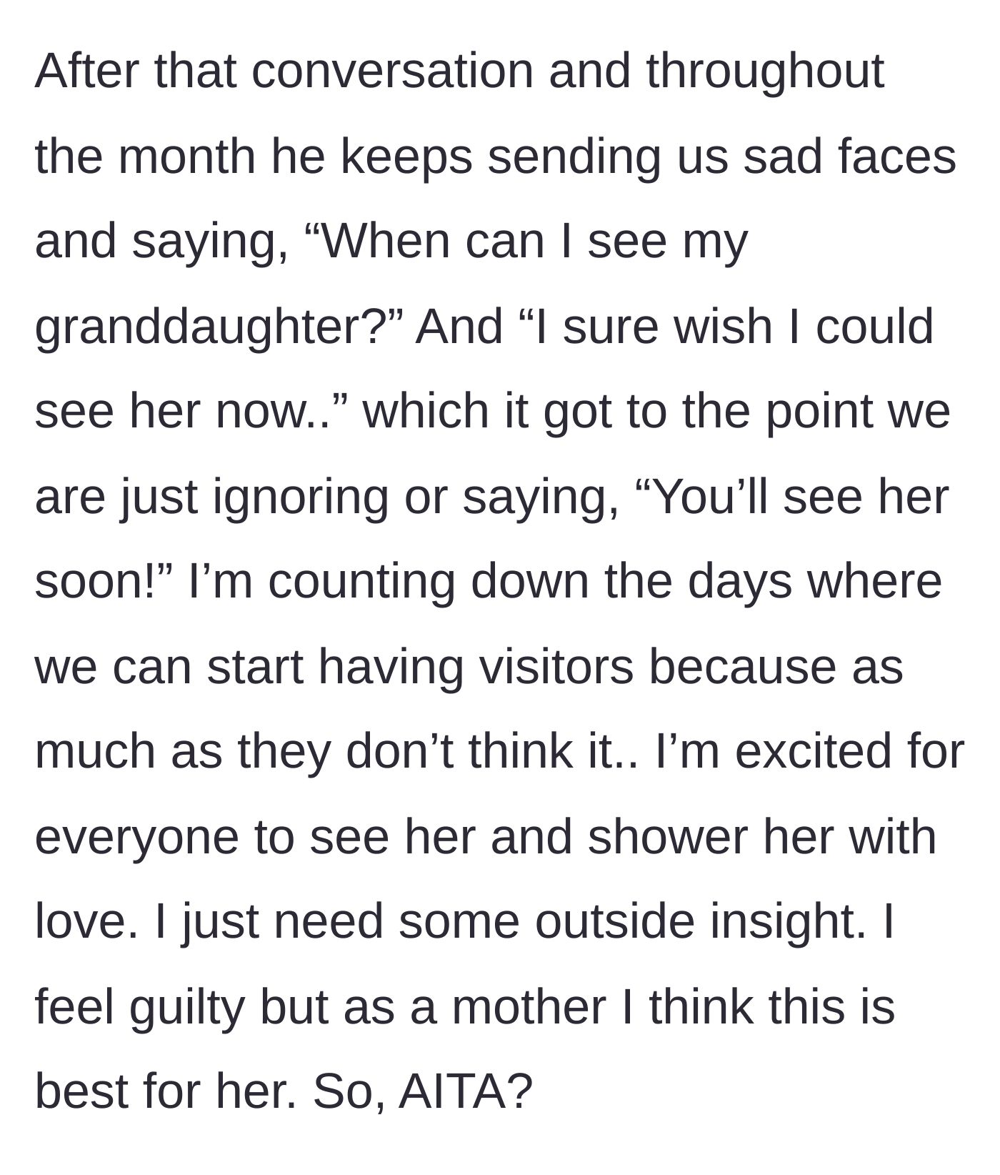 Story part 8 - The ongoing passive-aggressive text messages from the grandfather and the mother's lingering, yet misplaced, guilt.