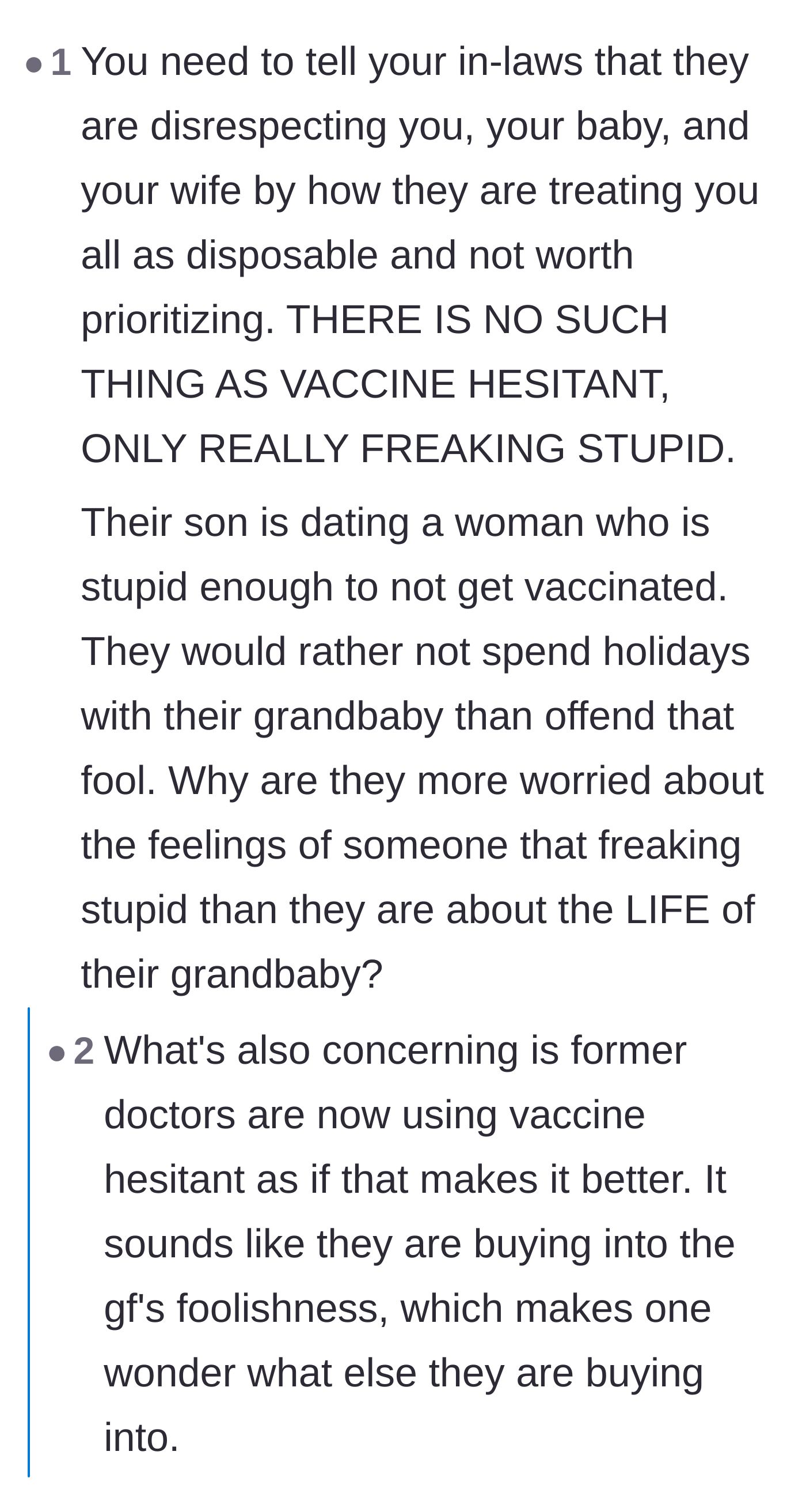 Comment thread 4 - Outrage over retired doctors validating anti-science nonsense just to appease the brother's new relationship.