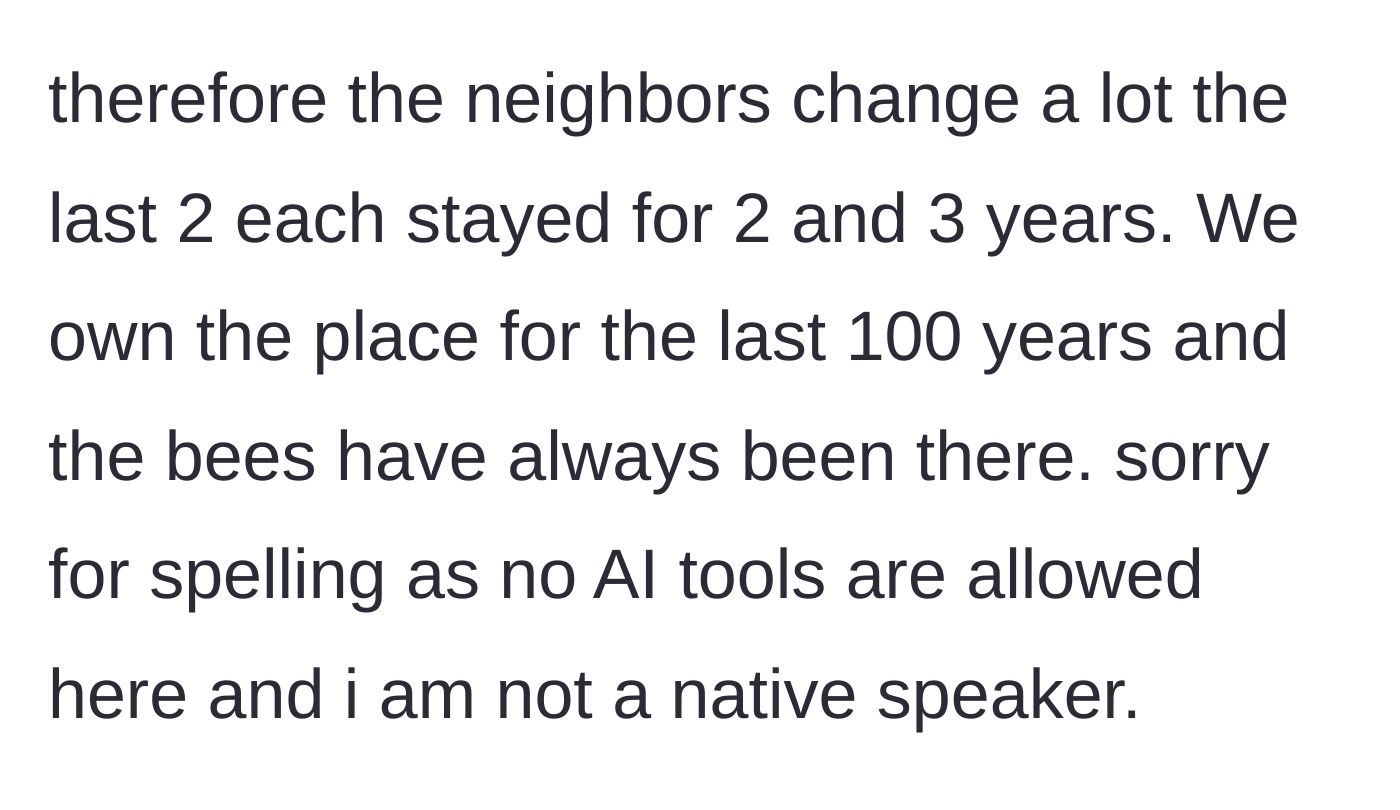 Story part 4 - The main character notes the high turnover rate of neighbors in that specific house, contrasting it with their own family's hundred-year tenure.