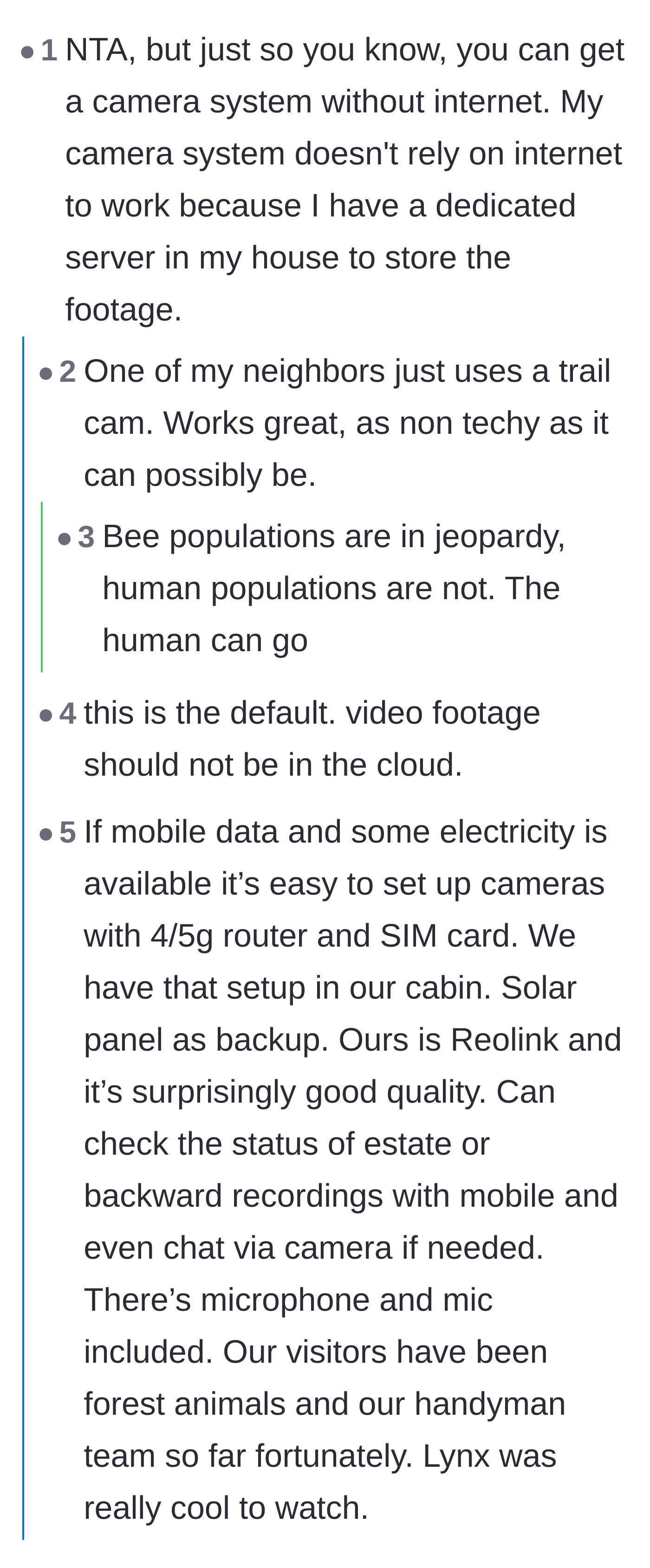 Comment thread 3 - Practical advice on setting up offline security cameras and trail cams to protect the hives from vandalism without needing internet.