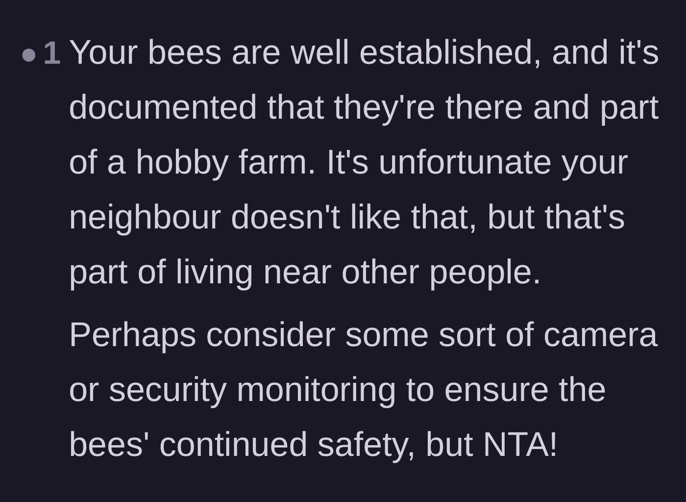 Comment thread 4 - Reassurance that the well-established hobby farm is legally protected and that putting up with neighbors is just part of living in society.