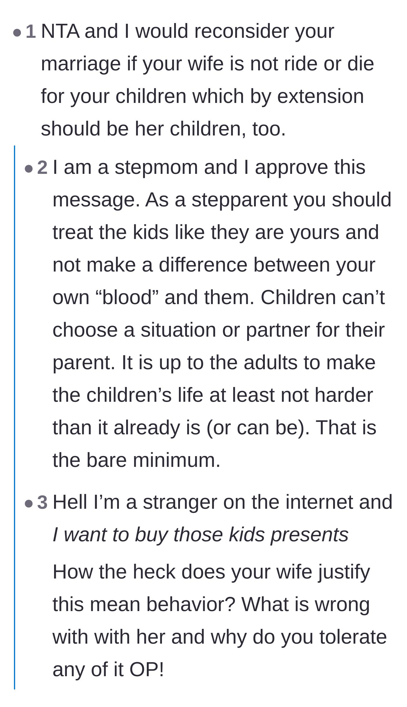 Comment thread 1 - Stepparents sharing how they treat their bonus kids like their own