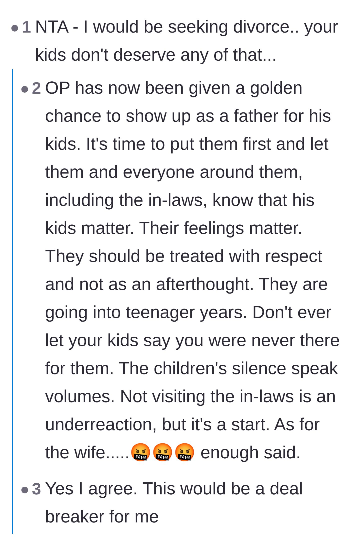 Comment thread 3 - Urging the father to divorce his wife and prioritize his children