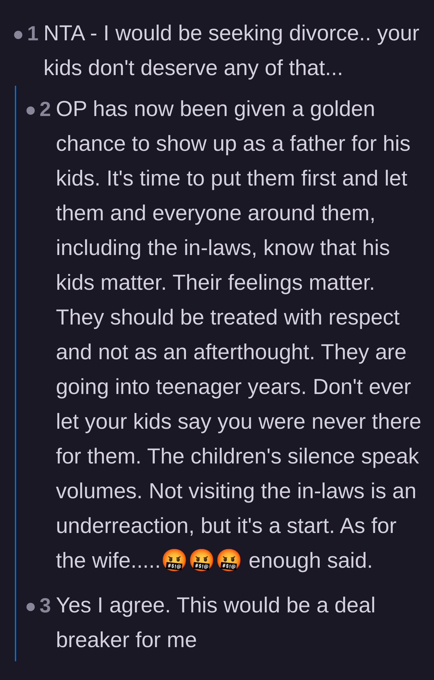 Comment thread 3 - Urging the father to divorce his wife and prioritize his children
