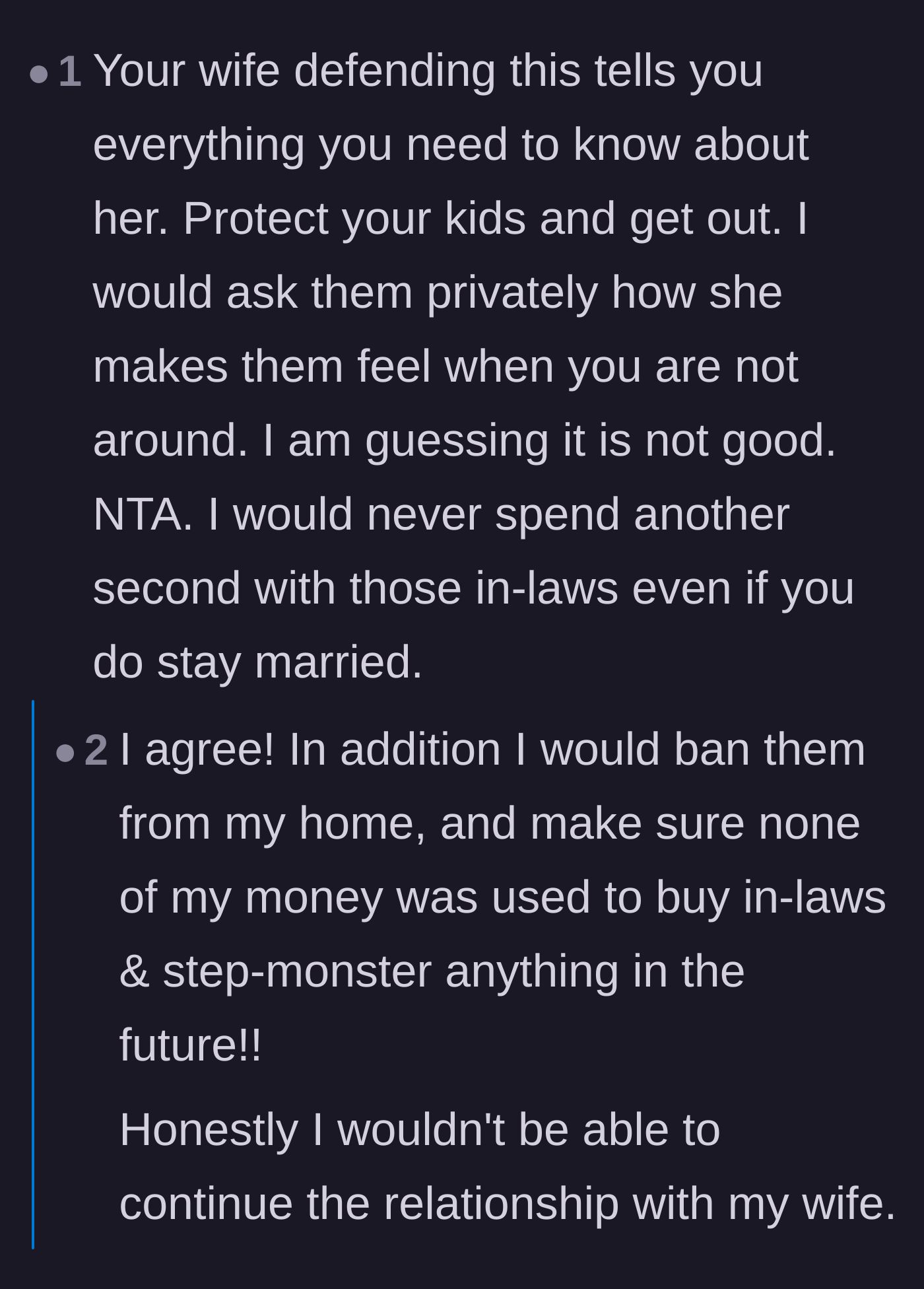 Comment thread 4 - Warnings about how the stepmother treats the kids when the father isn't looking