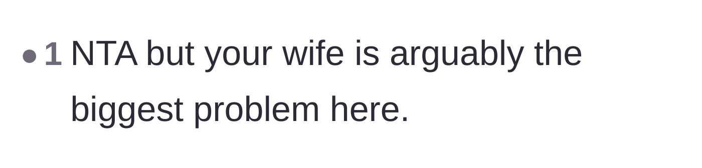 Comment thread 5 - Calling out the wife as the biggest problem in the family dynamic