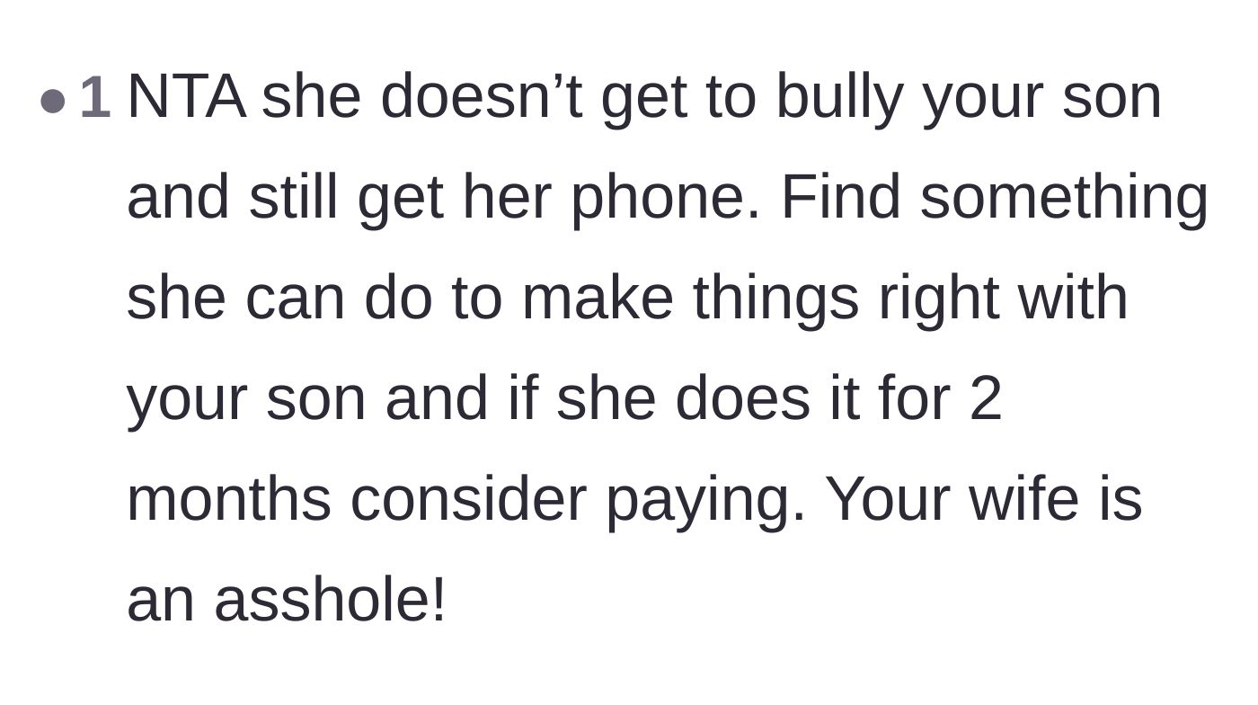 Comment thread 6 - Suggesting the stepdaughter should have to spend months making amends before any financial support is reconsidered.