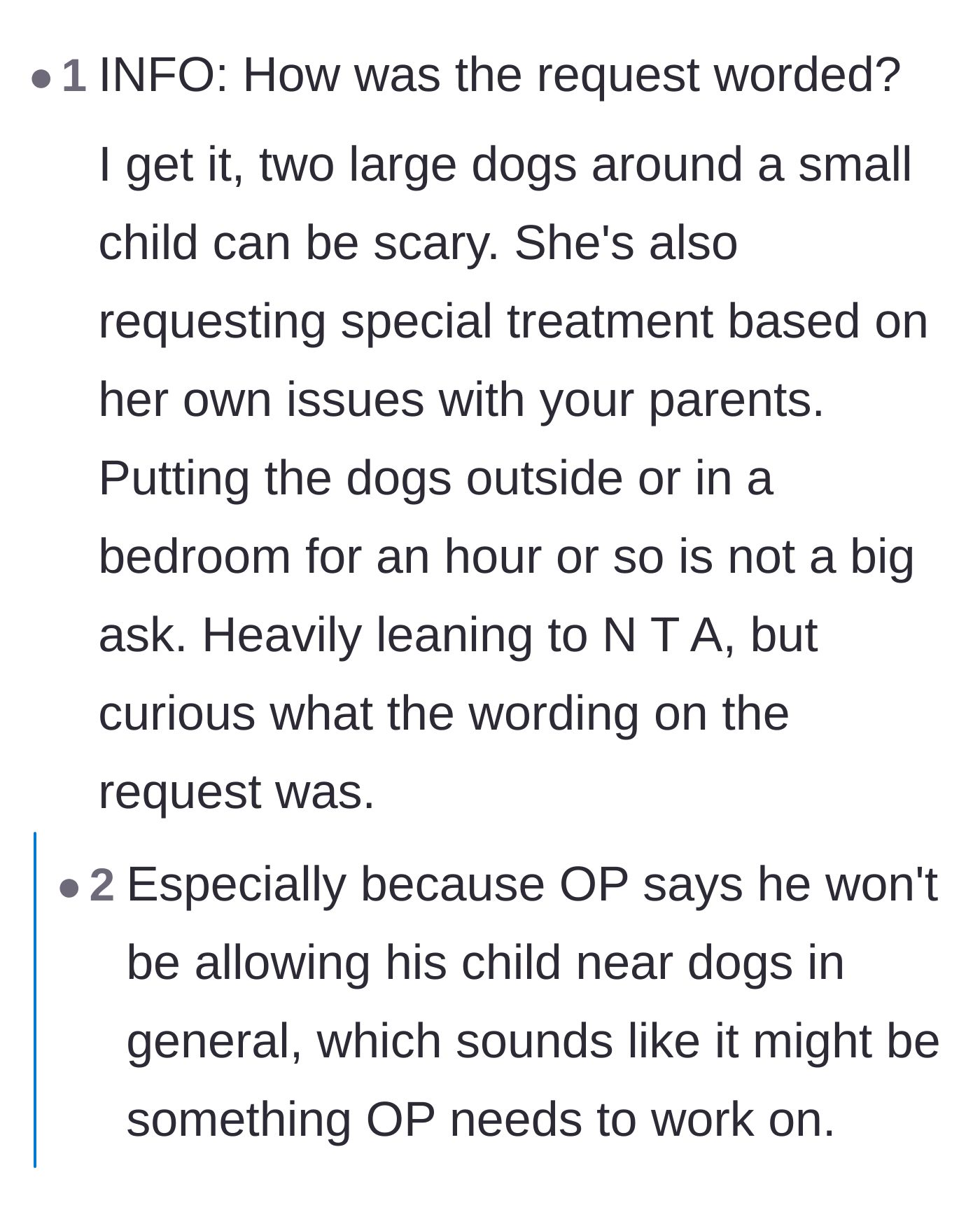 Comment thread 4 - Asking how the request was worded and noting the existing family estrangement