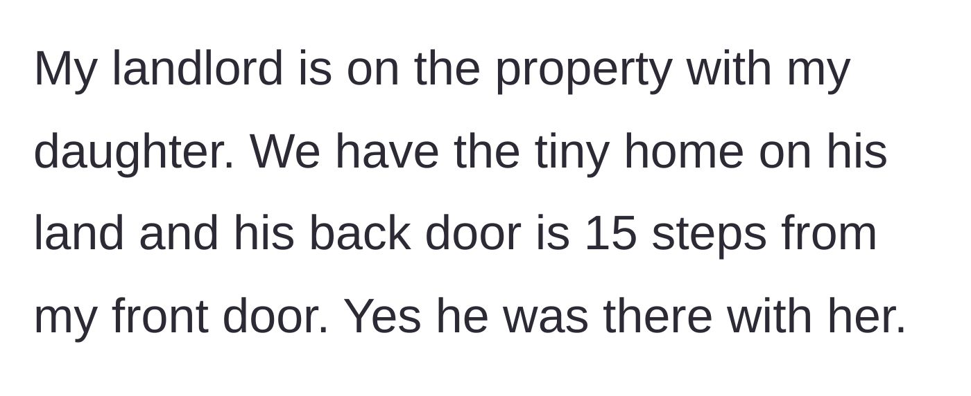 Story part 7 - Clarification that the child was never truly alone, as the landlord's home is just steps away.